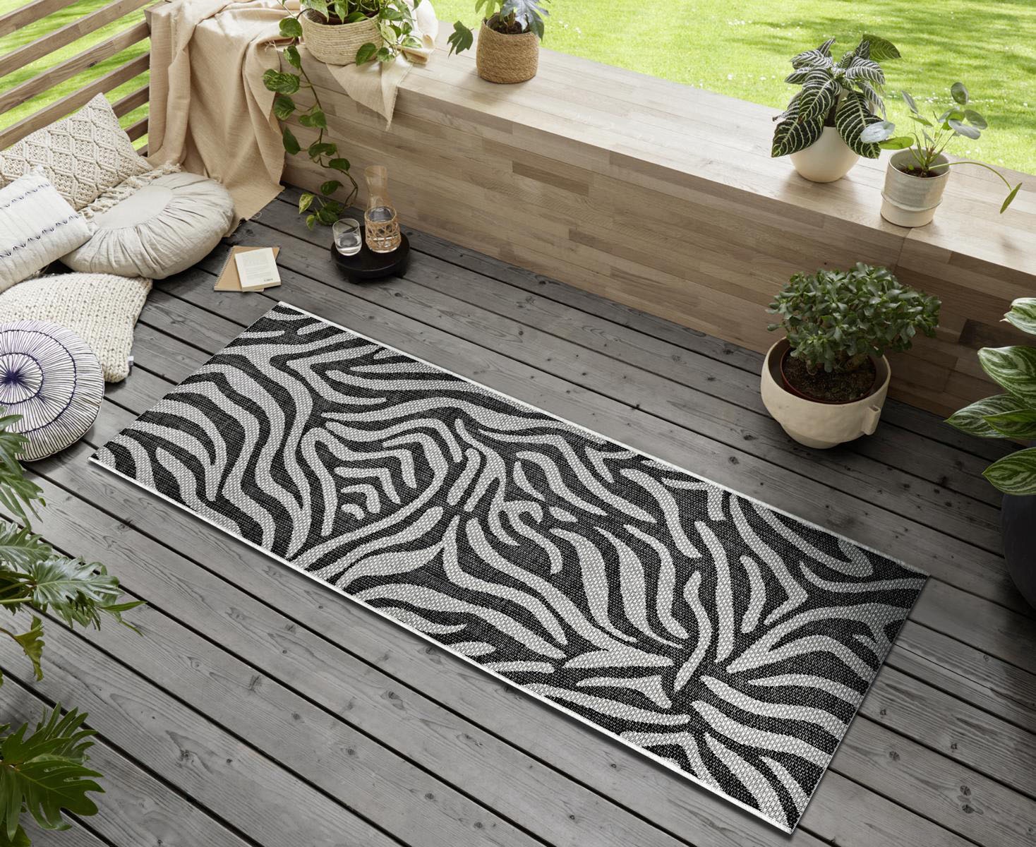 NORTHRUGS Läufer »Cebra«, rechteckig, 4 mm Höhe, Flachgewebe Zebra Design, gekettelt, Robust, Pflegeleicht