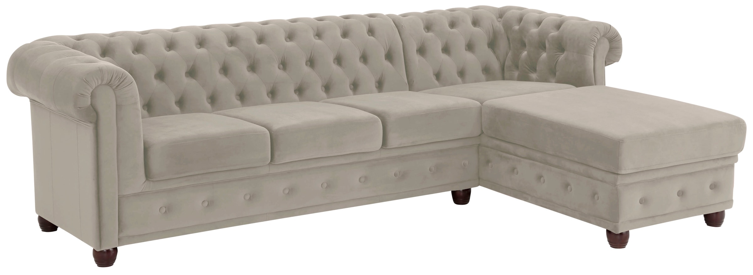 Home affaire Chesterfield-Sofa »New Castle L-Form« hochwertige Knopfheftung in Chesterfield-Design, B/T/H: 255(171/72)