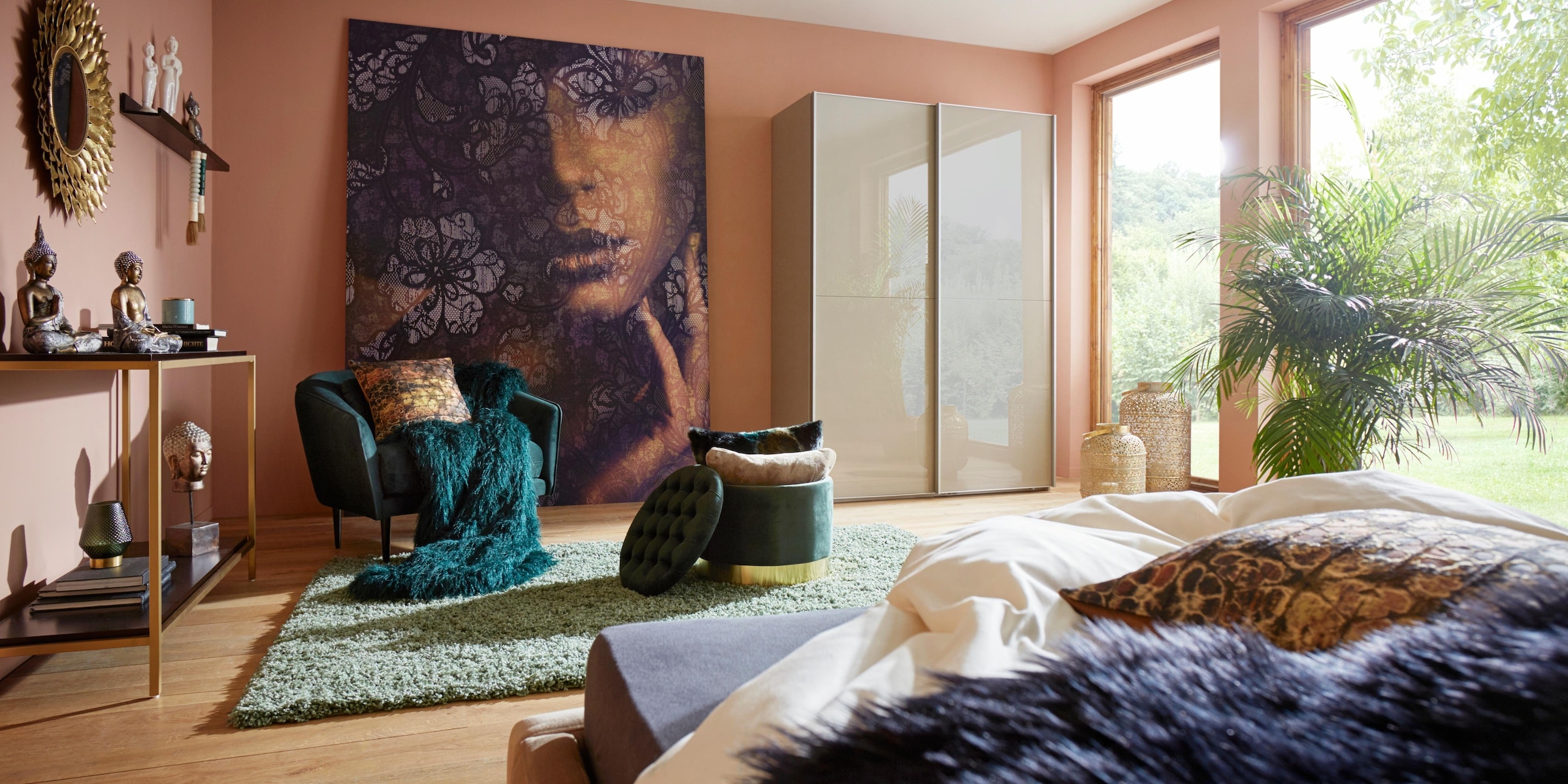 WIEMANN Schwebetürenschrank »Orion, Kleiderschrank, Schrank, Wäscheschrank, mit Schiebetüren« hochwertige Glasfront, variable Inneneinteilung, stilvolle Optik