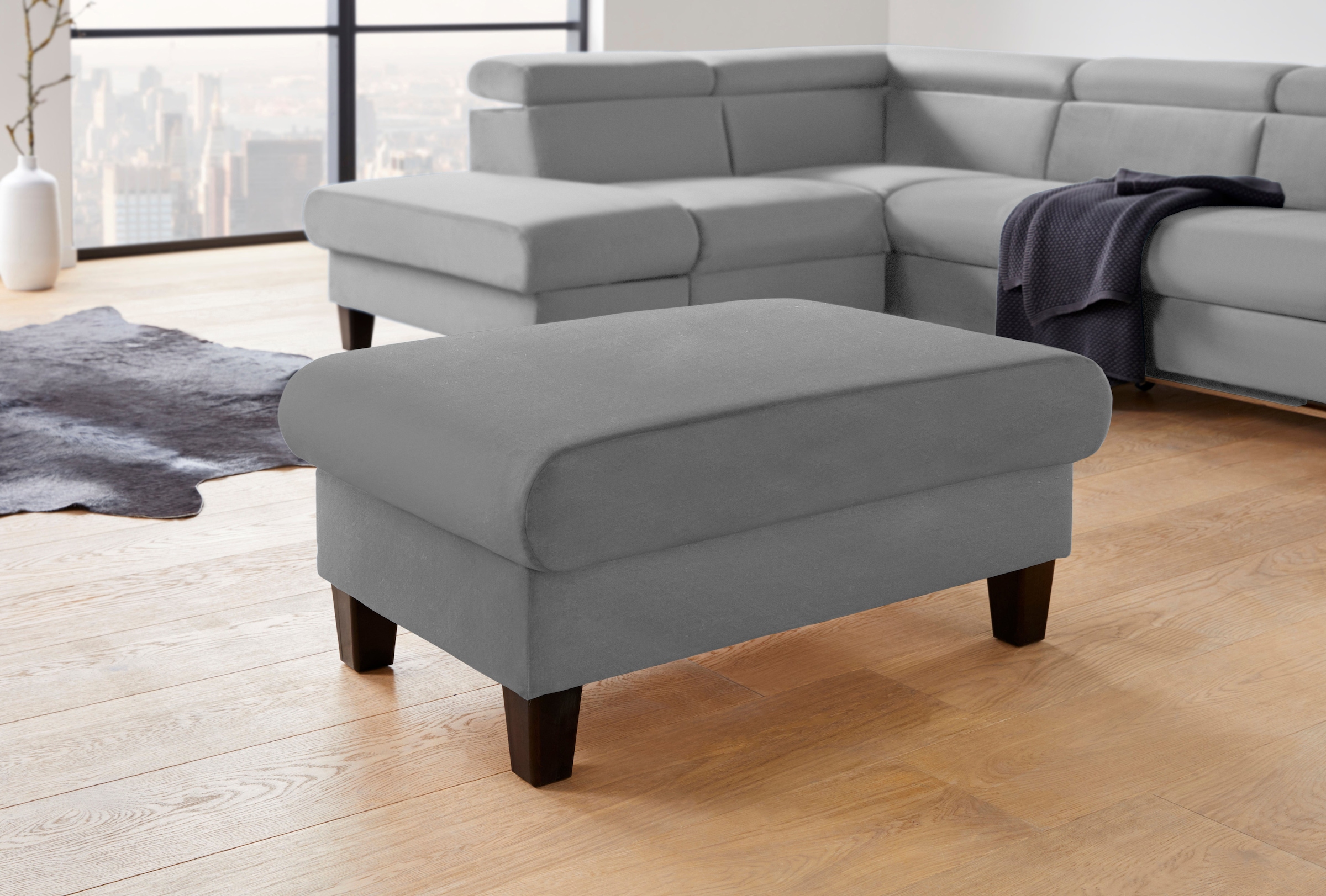 COTTA Polstergarnitur »Morven L-Form«, (Set), Set bestehend aus: Ecksofa mit Kopfteilverstellung & Hocker