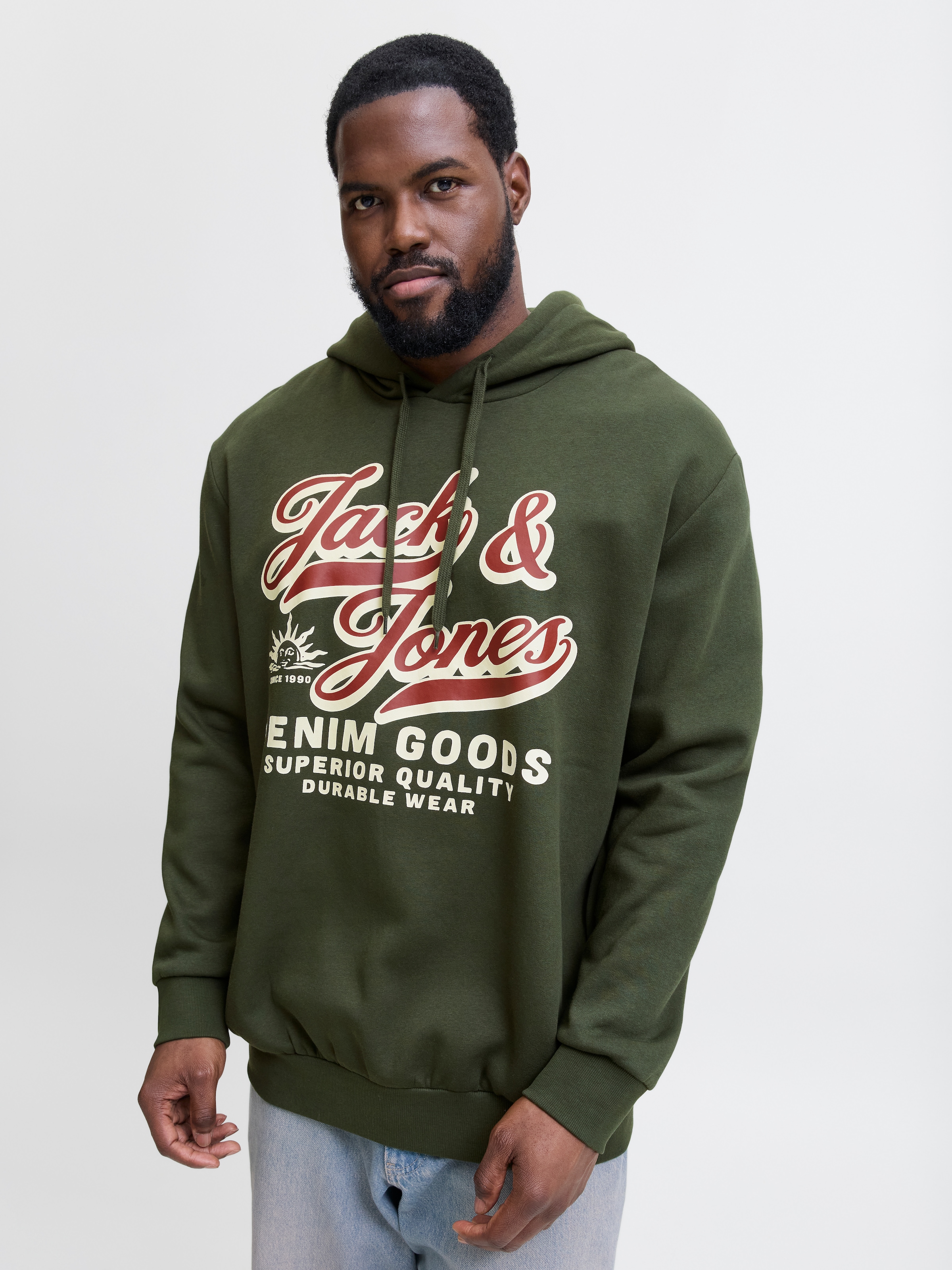 Jack & Jones PlusSize »JJELOGO SWEAT HOOD 2 COL 24/25 NOOS PLS«, mit Logo Frontprint
