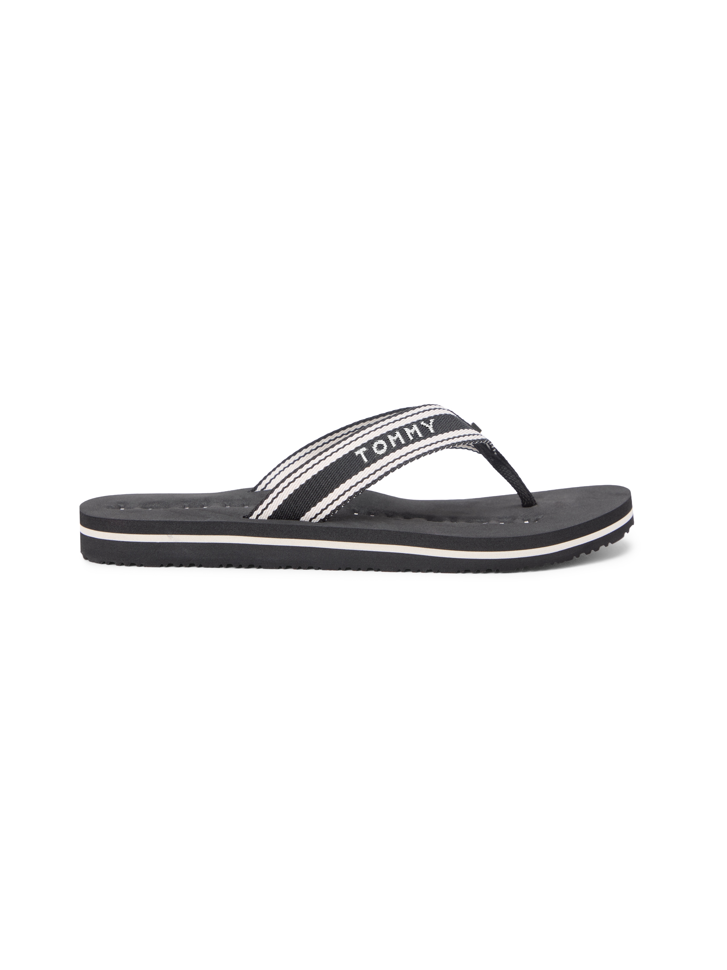 Tommy Hilfiger Zehentrenner »TH WEBBING SUMMER SANDAL«  Sommerschuh, Strandschuh, Dianette mit Streifen und Logoschriftzug