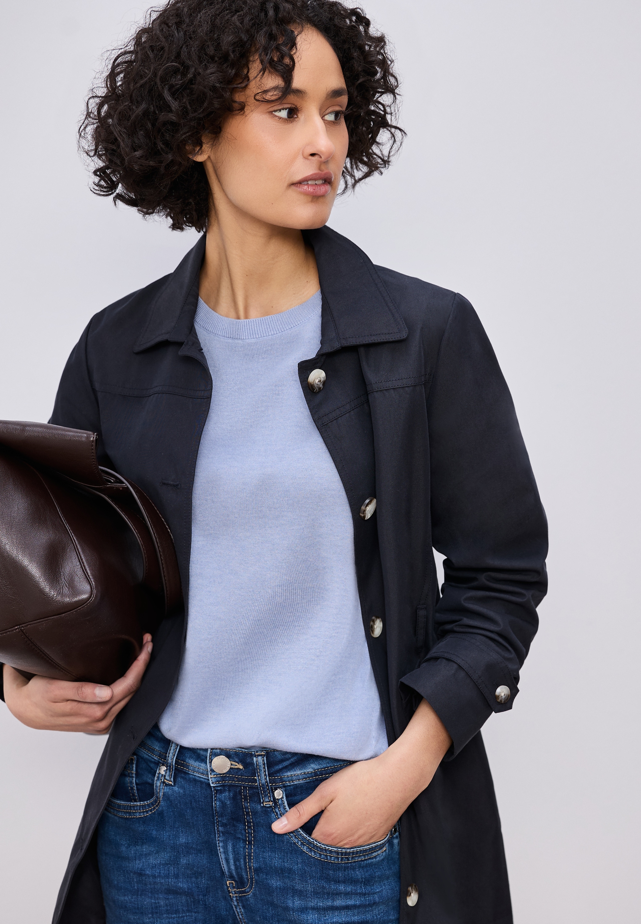 STREET ONE Kurzarmpullover in Strick-Optik und mit Rundhals