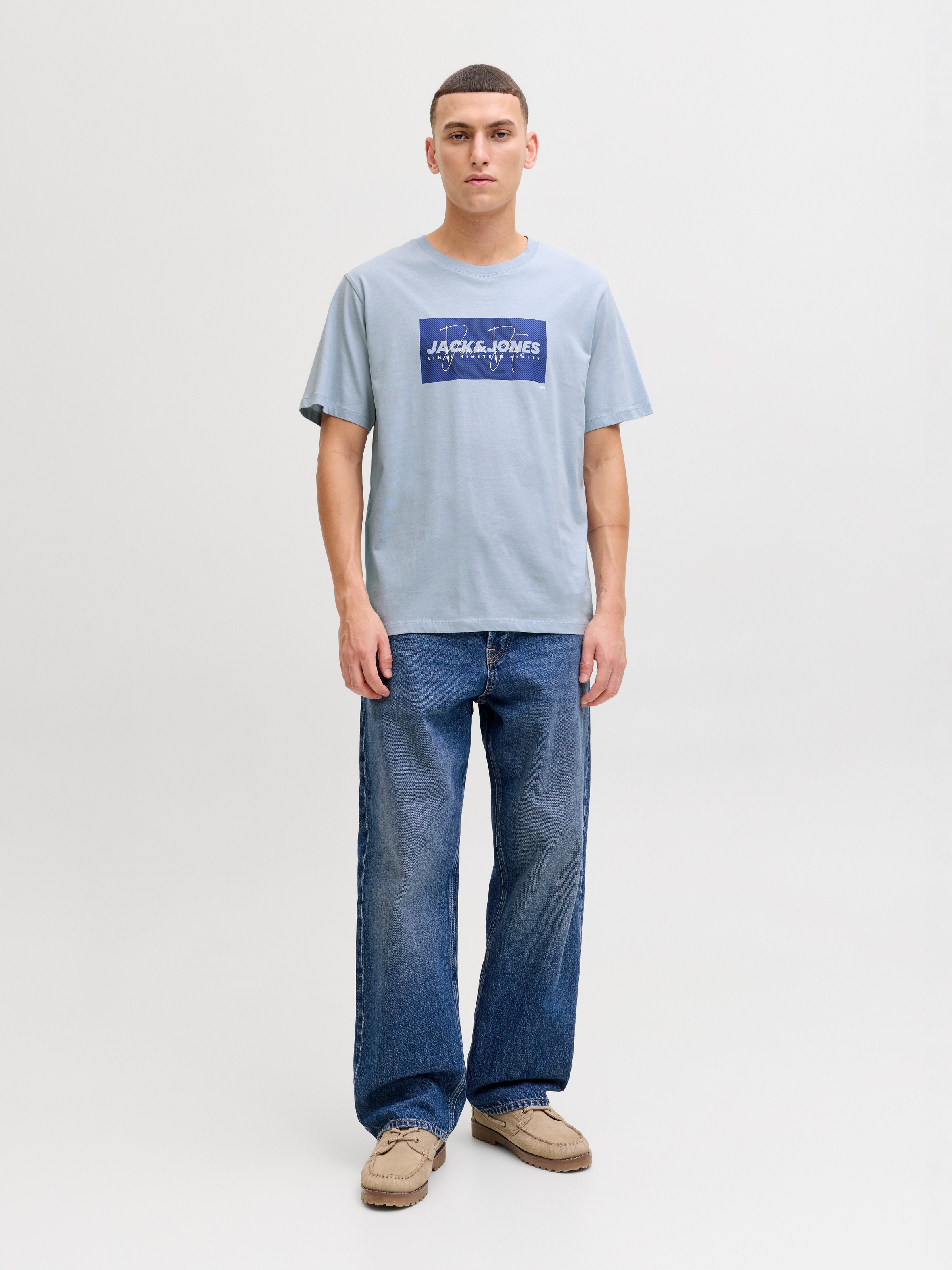 Jack & Jones Rundhalsshirt »JJCOLE PRINT TEE SS CREW NECK«