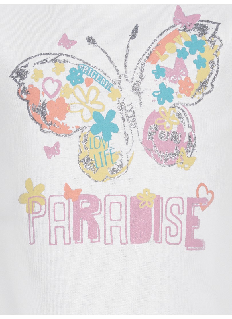 Trigema T-Shirt »TRIGEMA T-Shirt mit buntem Schmetterling-Printmotiv«, (1 tlg.)