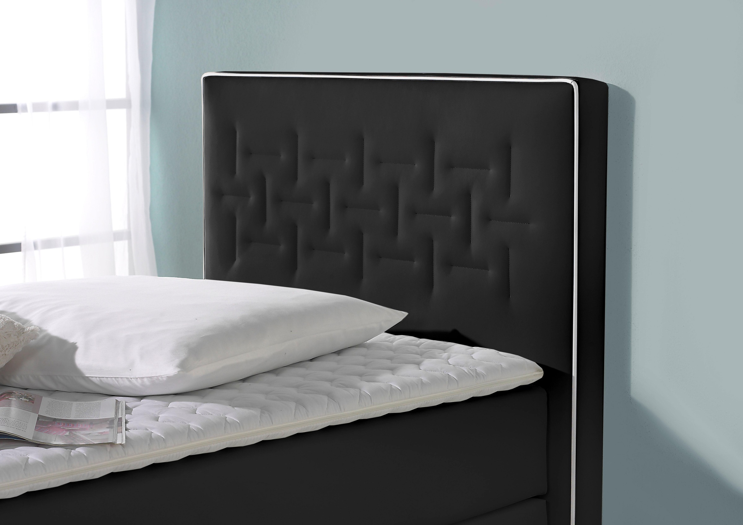 Home affaire Boxspringbett »Coos« mit besonderer Steppung im Kopfteil, 3 Matratzenarten, 2 Härtegrade