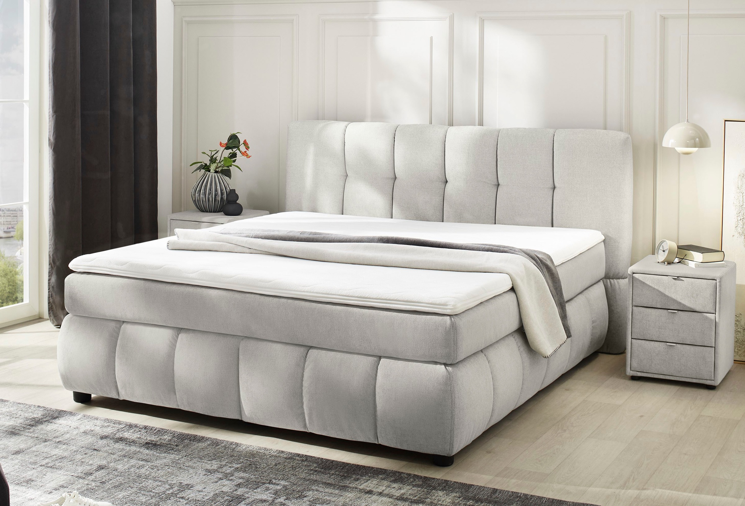 Jockenhöfer Gruppe Boxspringbett »Cora«, Wende-Bonell-Federkern-Matratze (H2/H3), PU-Schaum Topper