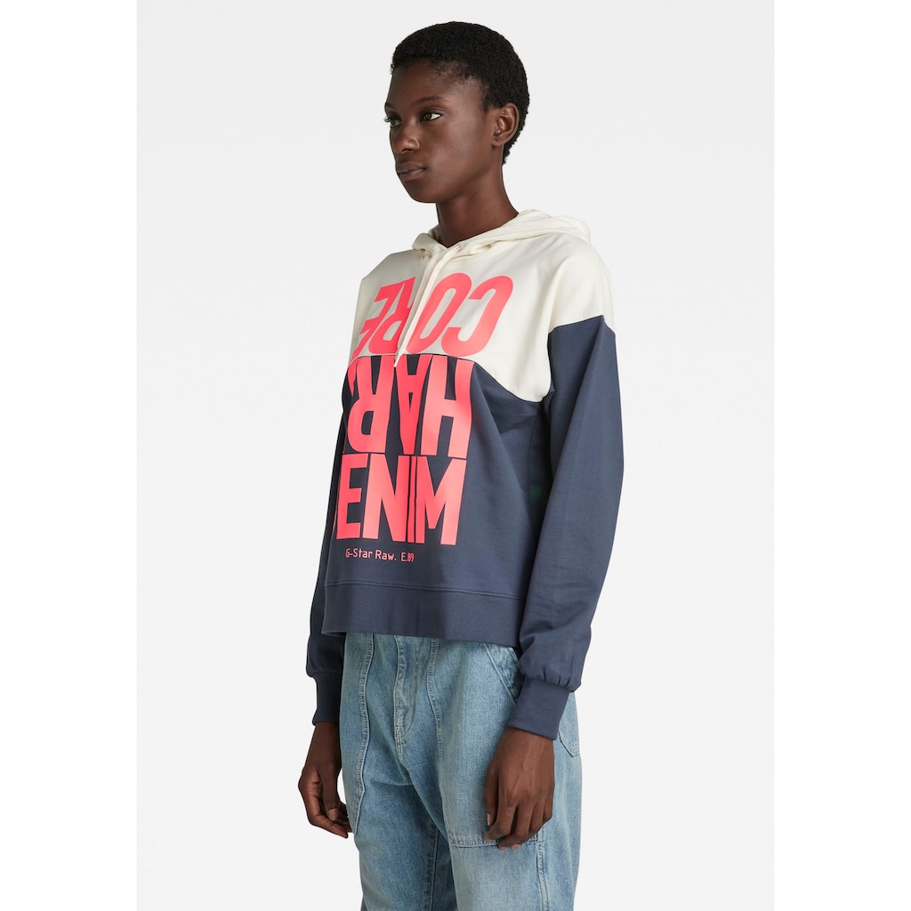 G-Star RAW Sweatshirt »Hard Core Denim Hoodie Color Block«, mit bunten Grafikprint vorne