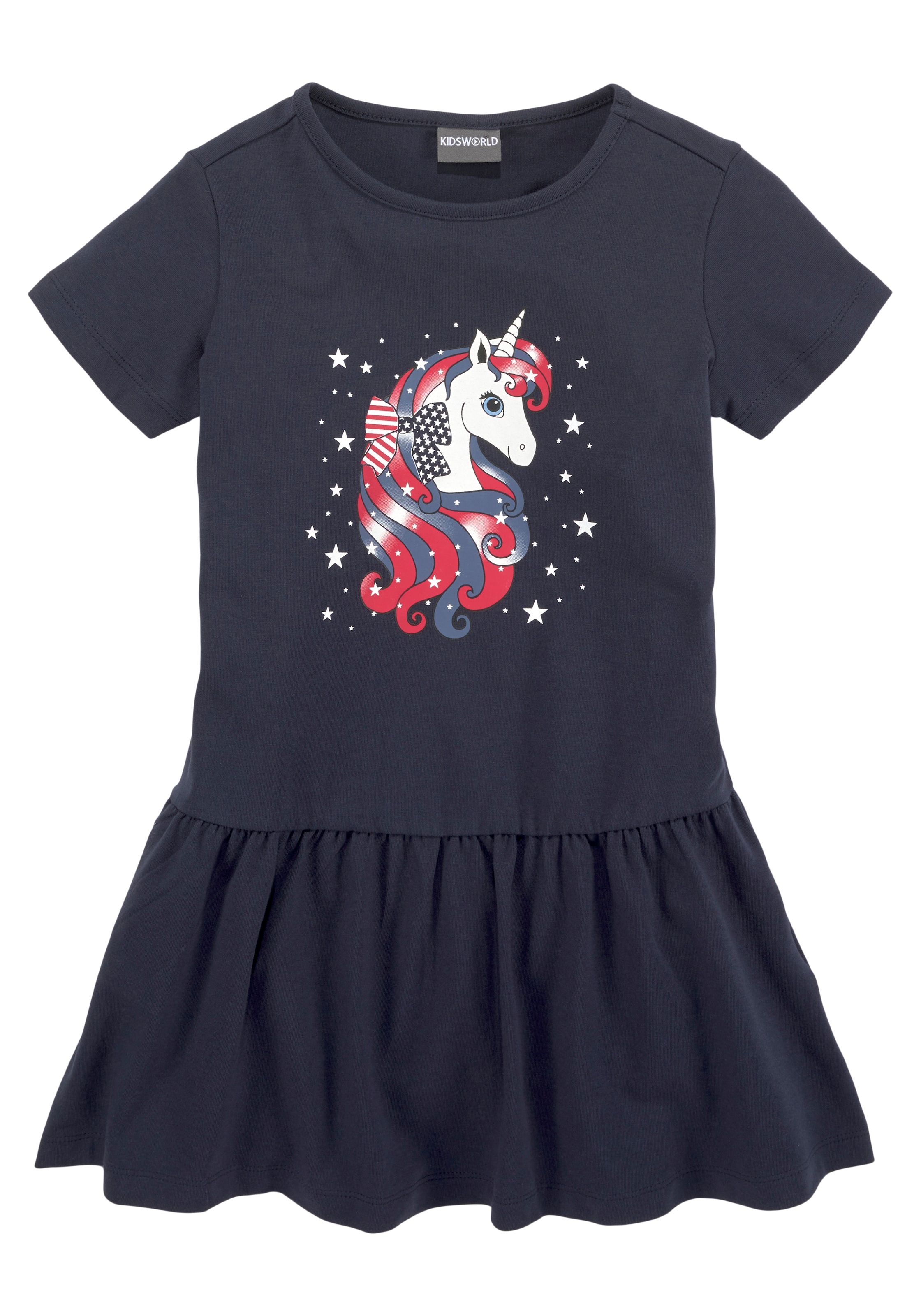 KIDSWORLD Jerseykleid »Einhorn«, aus Baumwolle und Elasthan, kurzärmelig