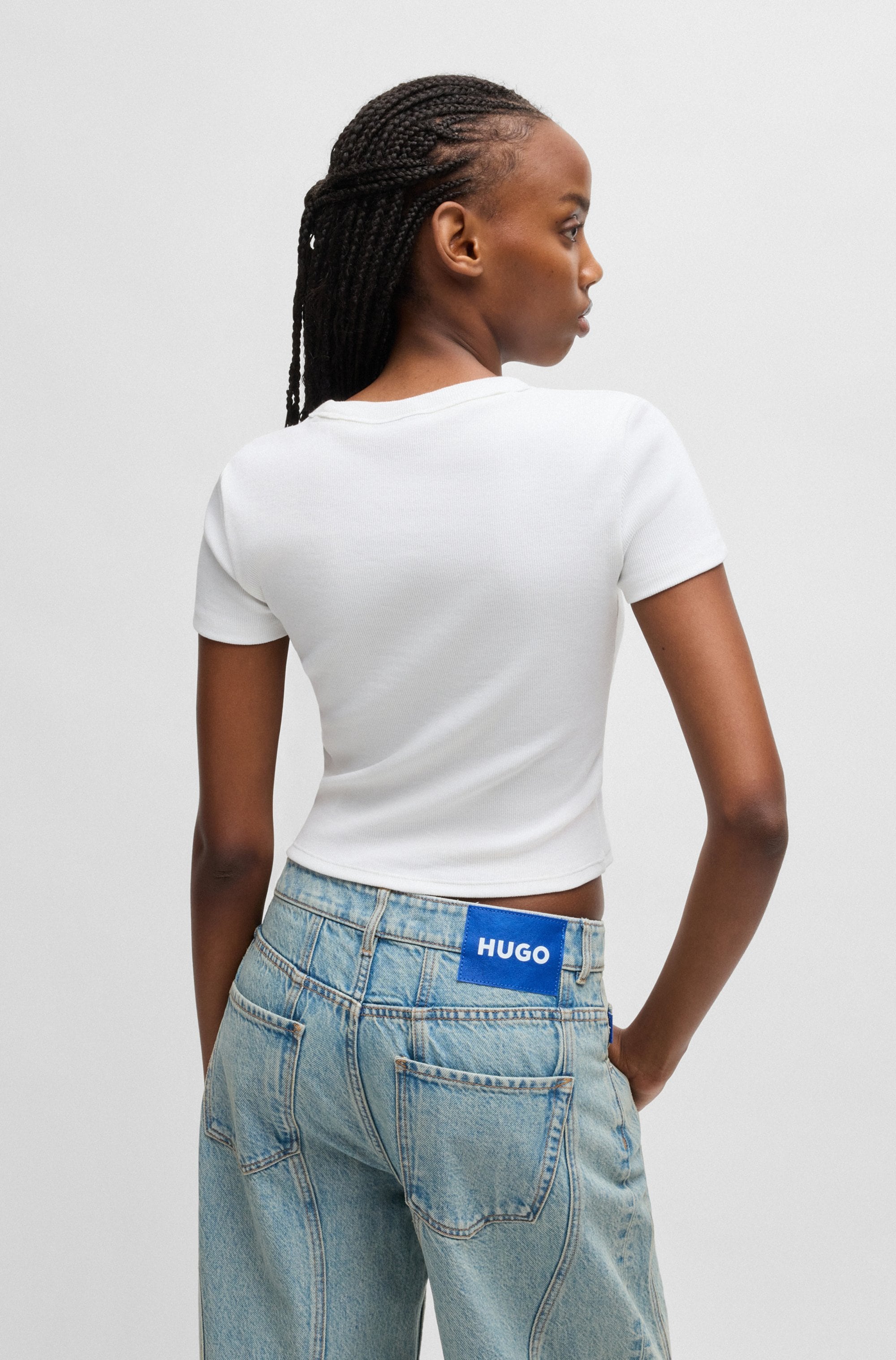 HUGO Blue T-Shirt »Baby Tee«, in verkürzter Länge