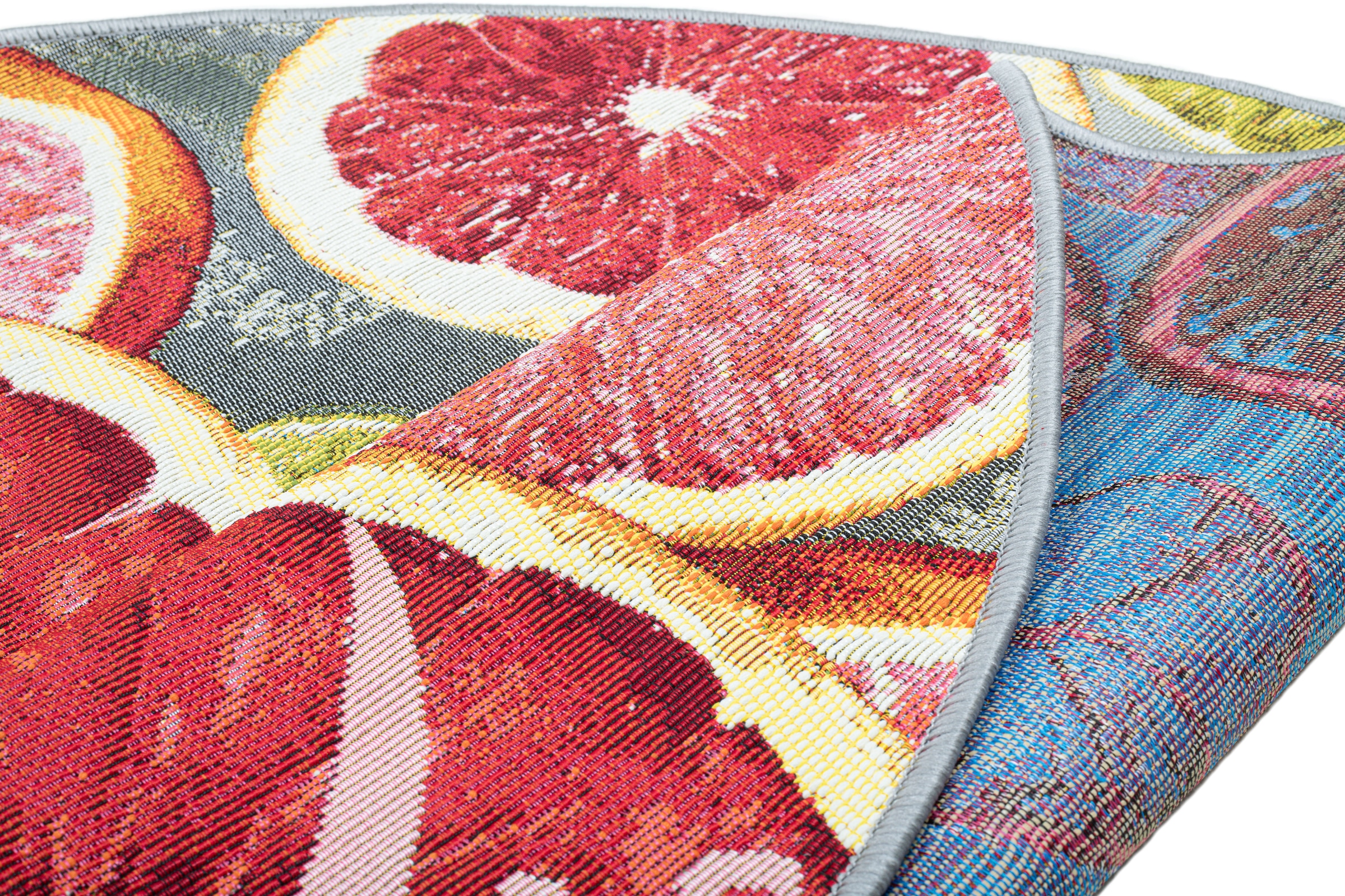 Sansibar Teppich »Rantum Beach 003« rund 5 mm Höhe Flachgewebe, modernes Sommer Design, In- und Outdoor geeignet