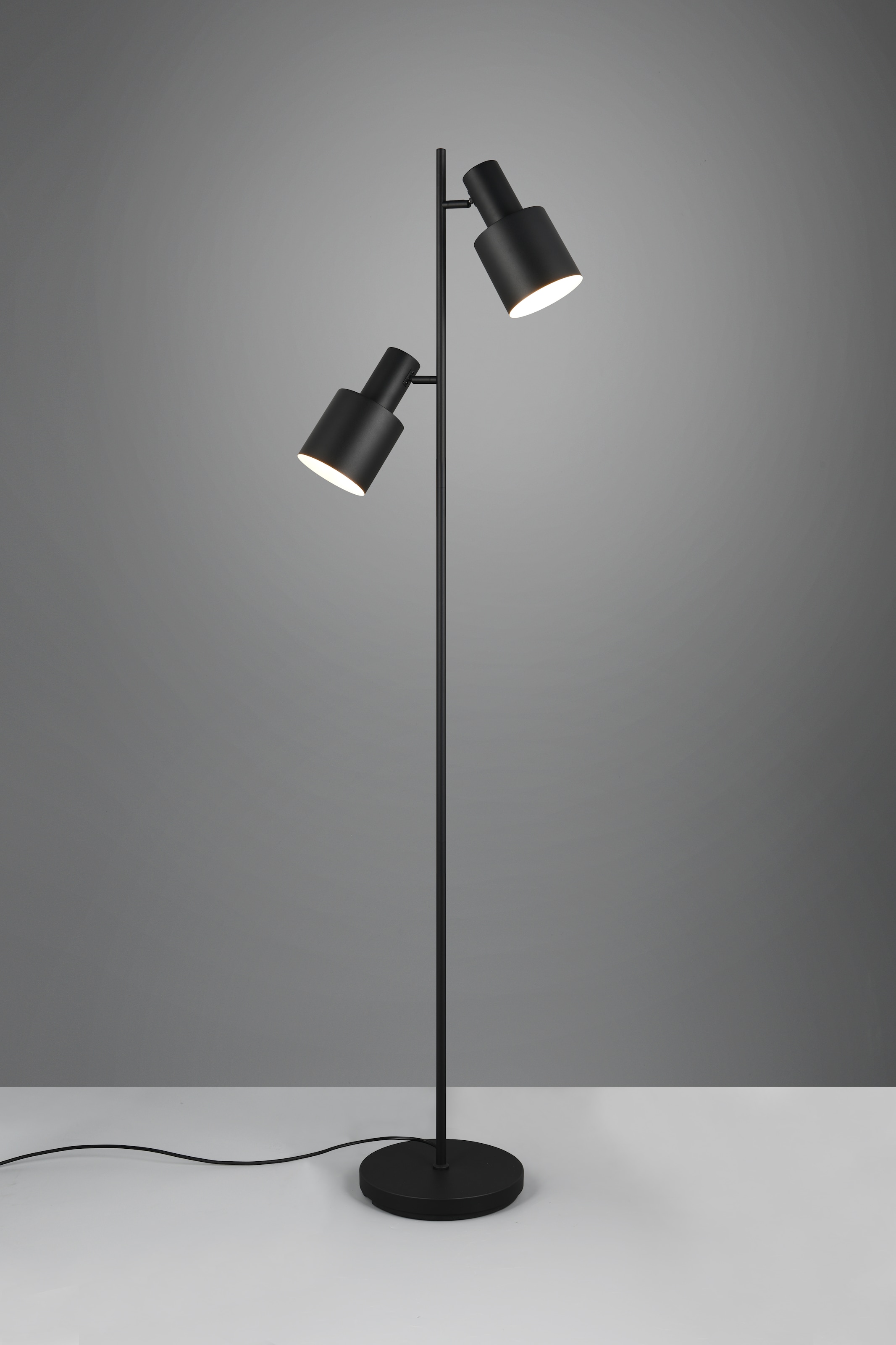 TRIO Leuchten Stehlampe »AGUDO, Stehleuchte 2-flammig, exkl 2xE27 max 10W, mit Fußschalter« E27 1 Stk. warmweiß - kaltweiß 161cm hoch, Metall Lampenschirme, Stehlampe Wohnzimmer Esszimmer