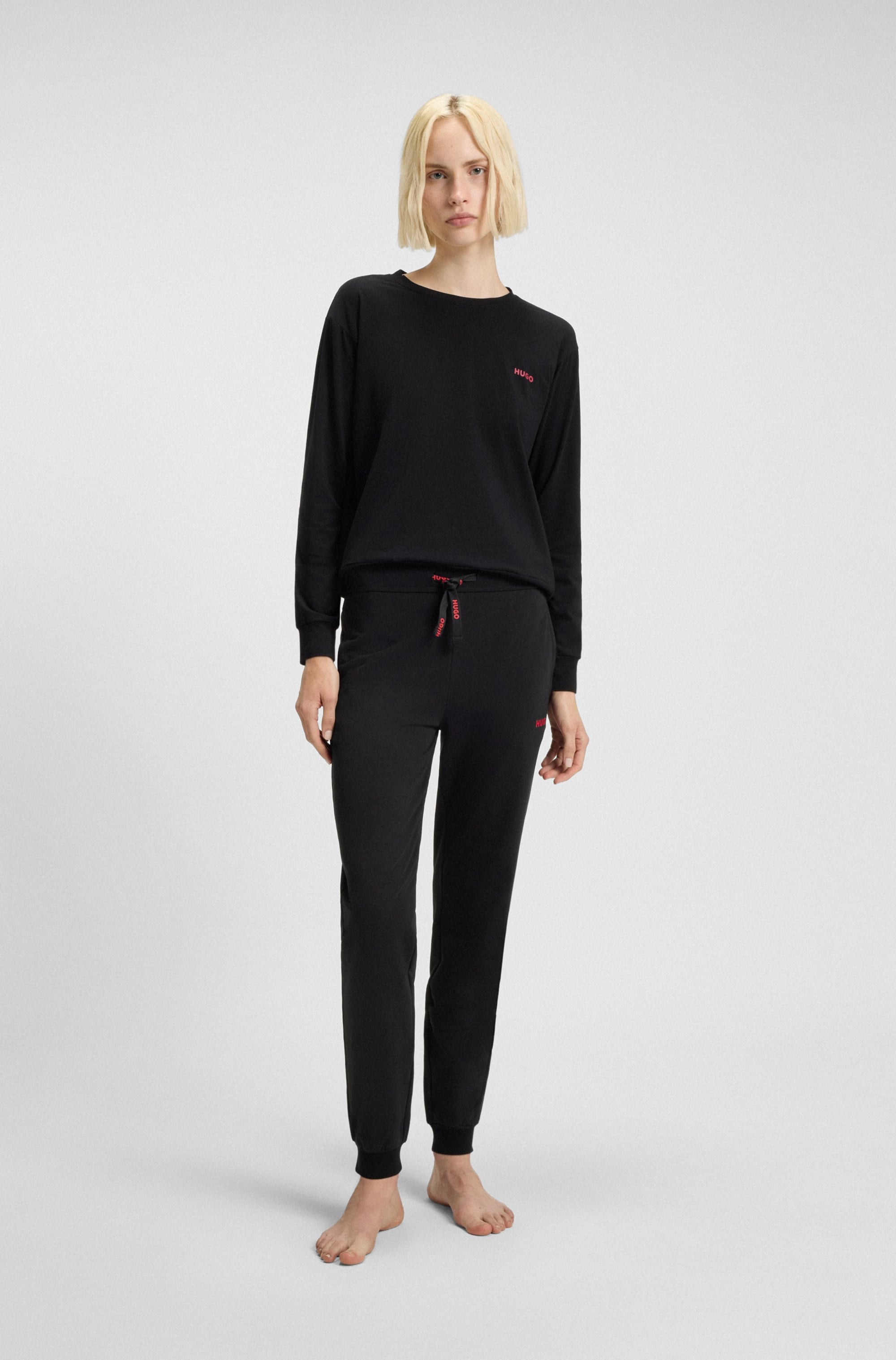 HUGO Underwear Langarmshirt regular fit, Rundhals, kontrastfarbener Print