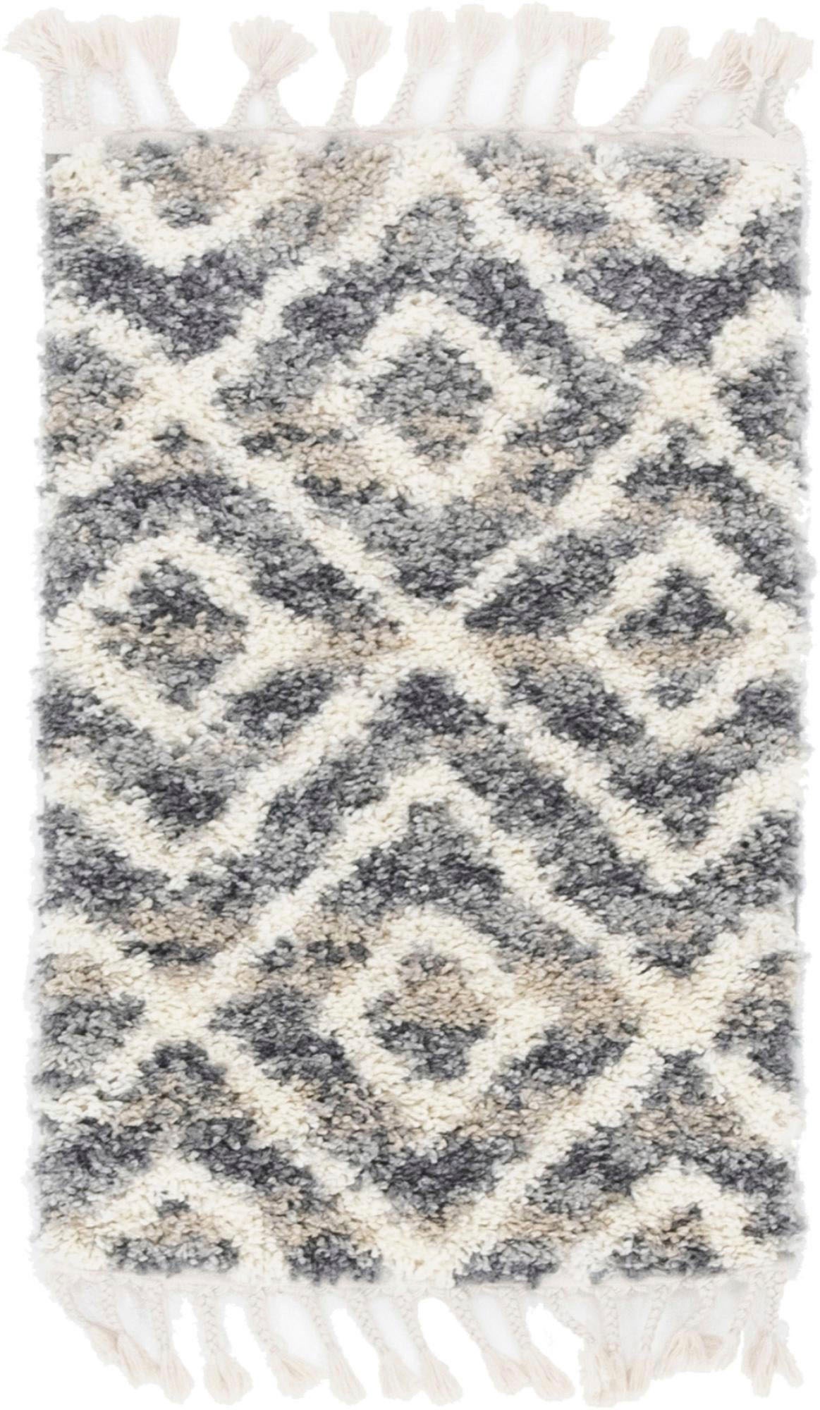 Myflair Möbel & Accessoires Hochflor-Teppich »Top Shag, LAGERRÄUMUNG!«, rechteckig, 32 mm Höhe, gewebt, Rauten Design, melierte Optik, weich & kuschelig, mit Fransen