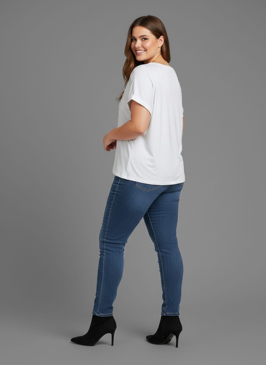 Laura Scott CURVE T-Shirt, (2 tlg.), im 2er Pack mit modischem Ärmelaufschlag - GROSSE GRÖSSEN