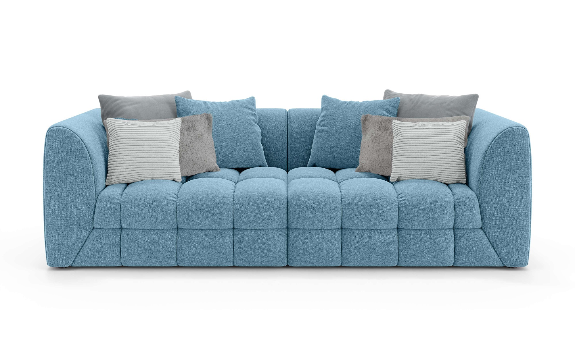s.Oliver Big-Sofa »COBBO 3-Sitzer Design-Sofa Bubble-Optik, Maße B/T/H: 259/126/104 cm«, mit vielen Kissen, moderne Steppung und hoher Sitzkomfort