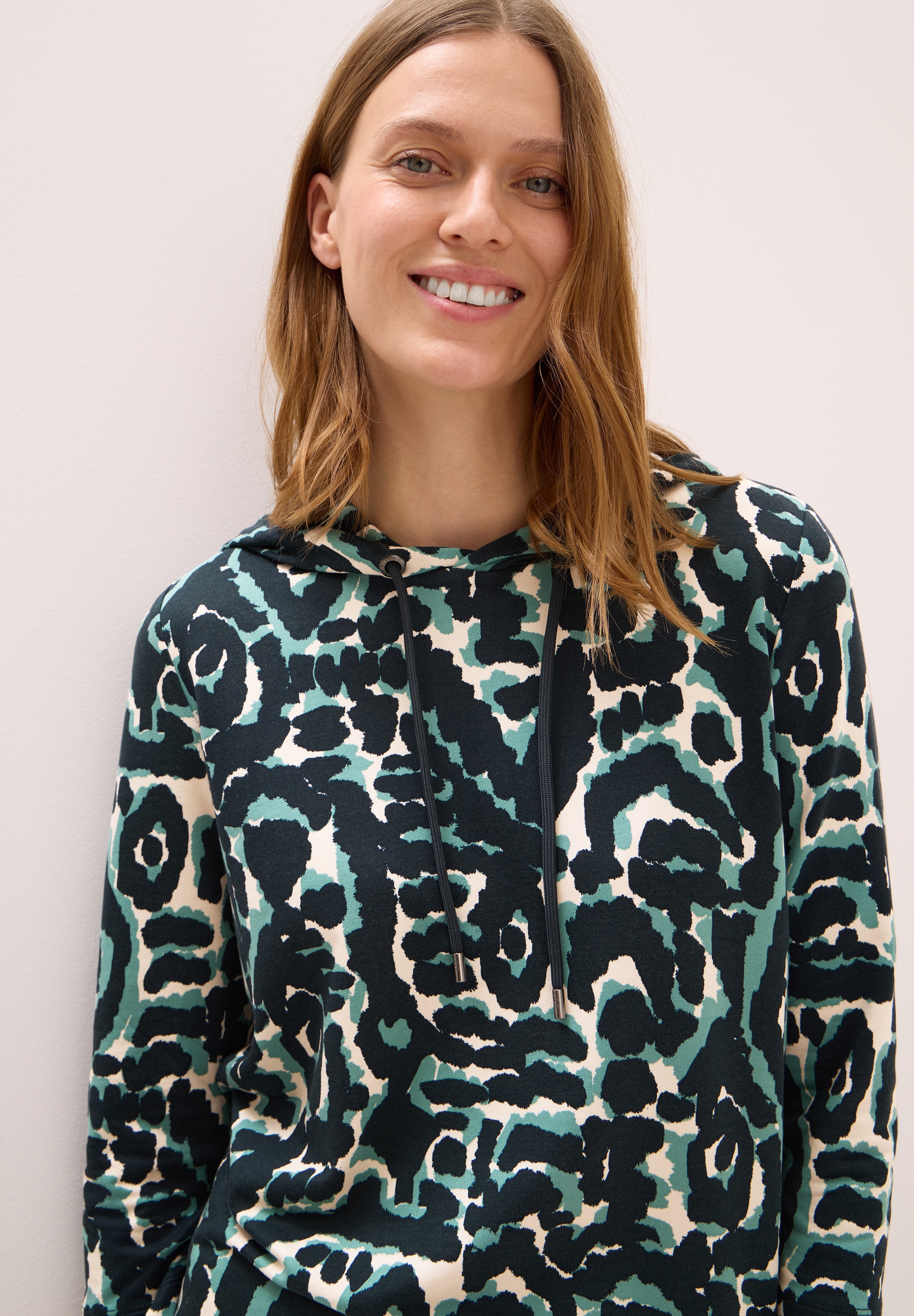 Cecil Kapuzensweatshirt, mit 3/4 Arm, gemustert