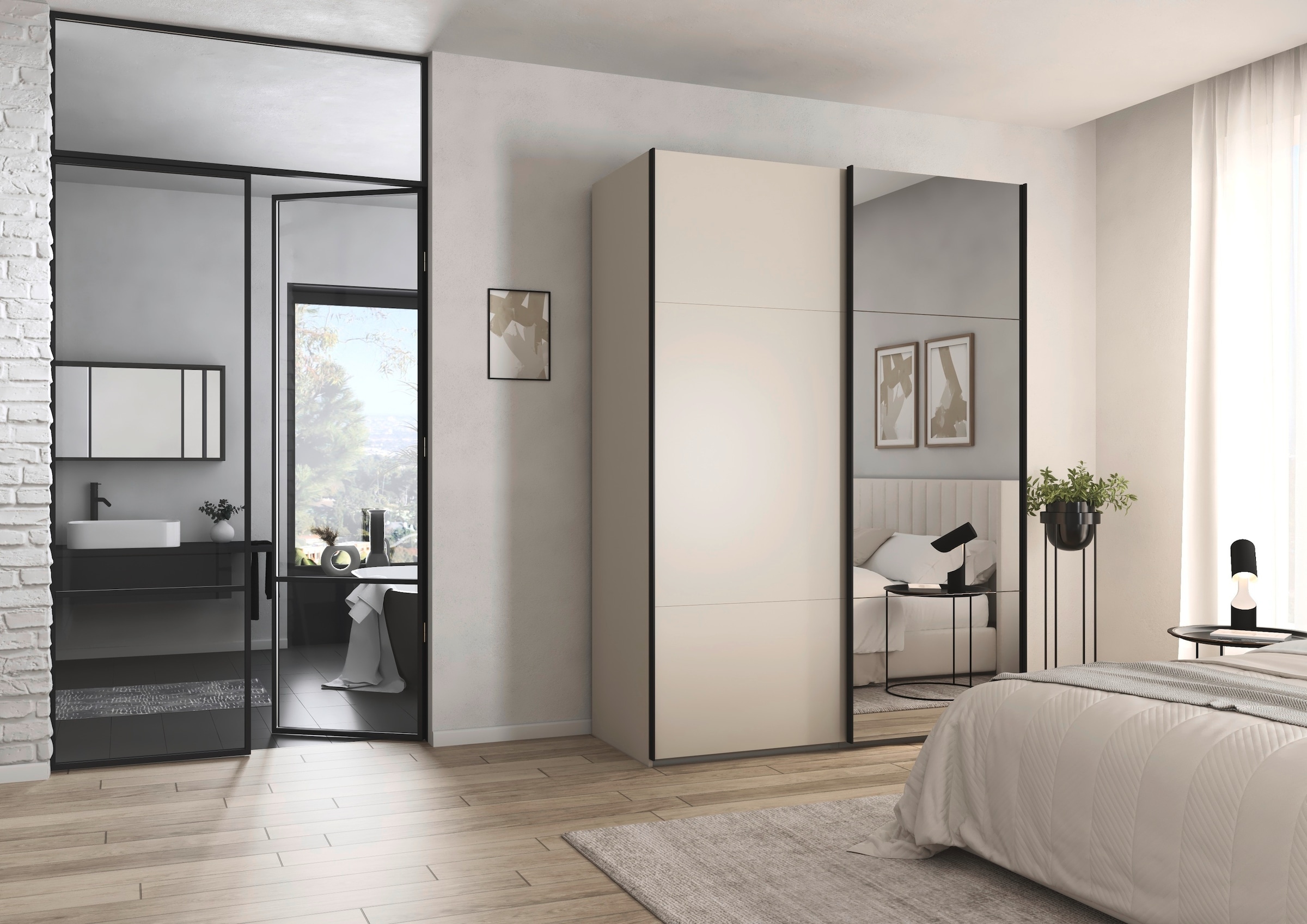 rauch Schwebetürenschrank »Kleiderschrank Schrank Garderobe Schlafzimmerschrank CONTIDO« 3 verschiedene Ausstattungen BASIC/CLASSIC/PREMIUM (inkl. SOFT-CLOSE),  aus hochwertigem Material in 6 Breiten 2 Griff-Farben MADE IN GERMANY