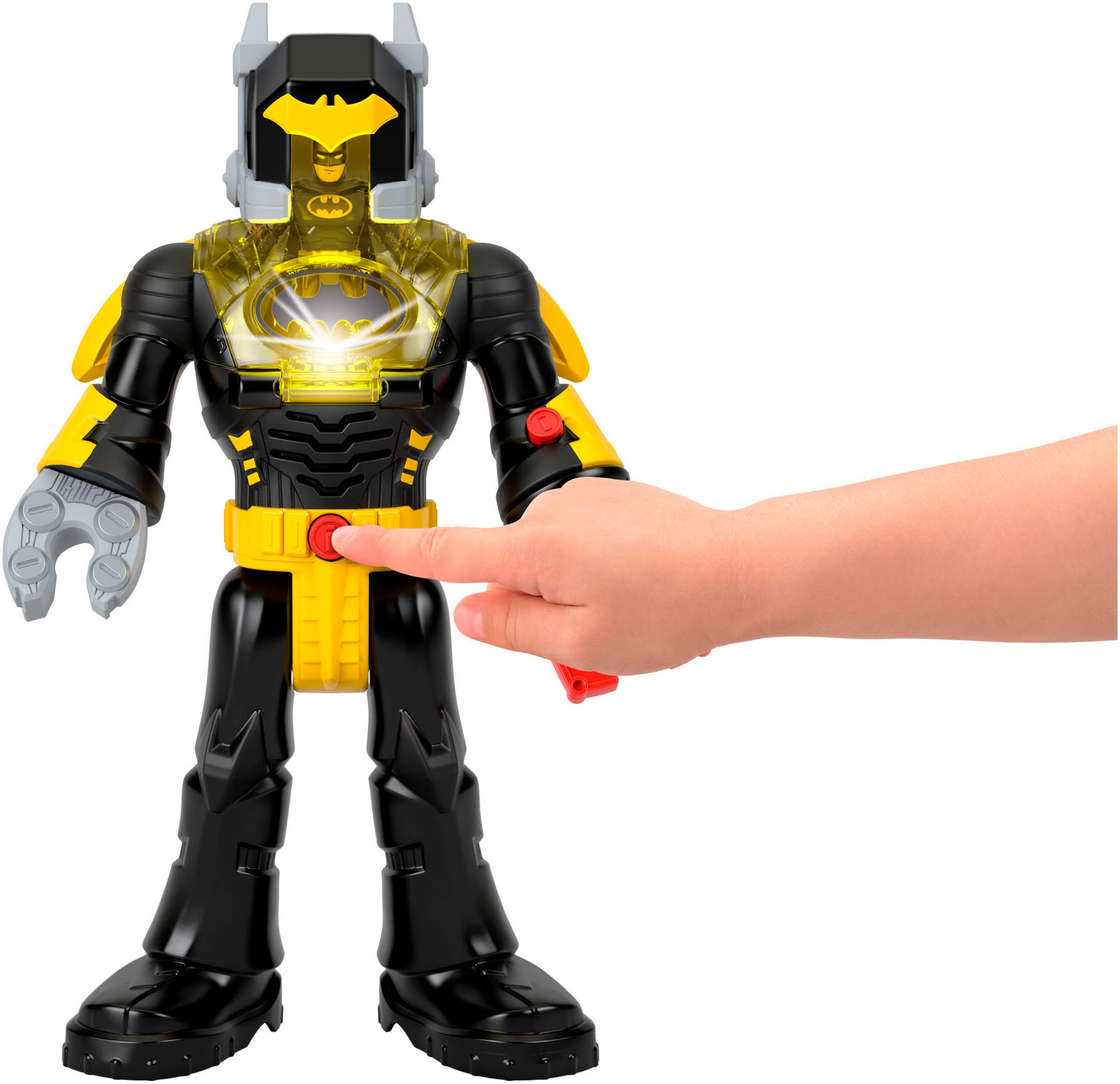 Mattel® Actionfigur »Imaginext DC Super Friends einsetzbarer Batman mit Exo-Anzug Roboter«, (6 tlg.), mit Licht und Sound sowie 4 Kampfzubehörteilen