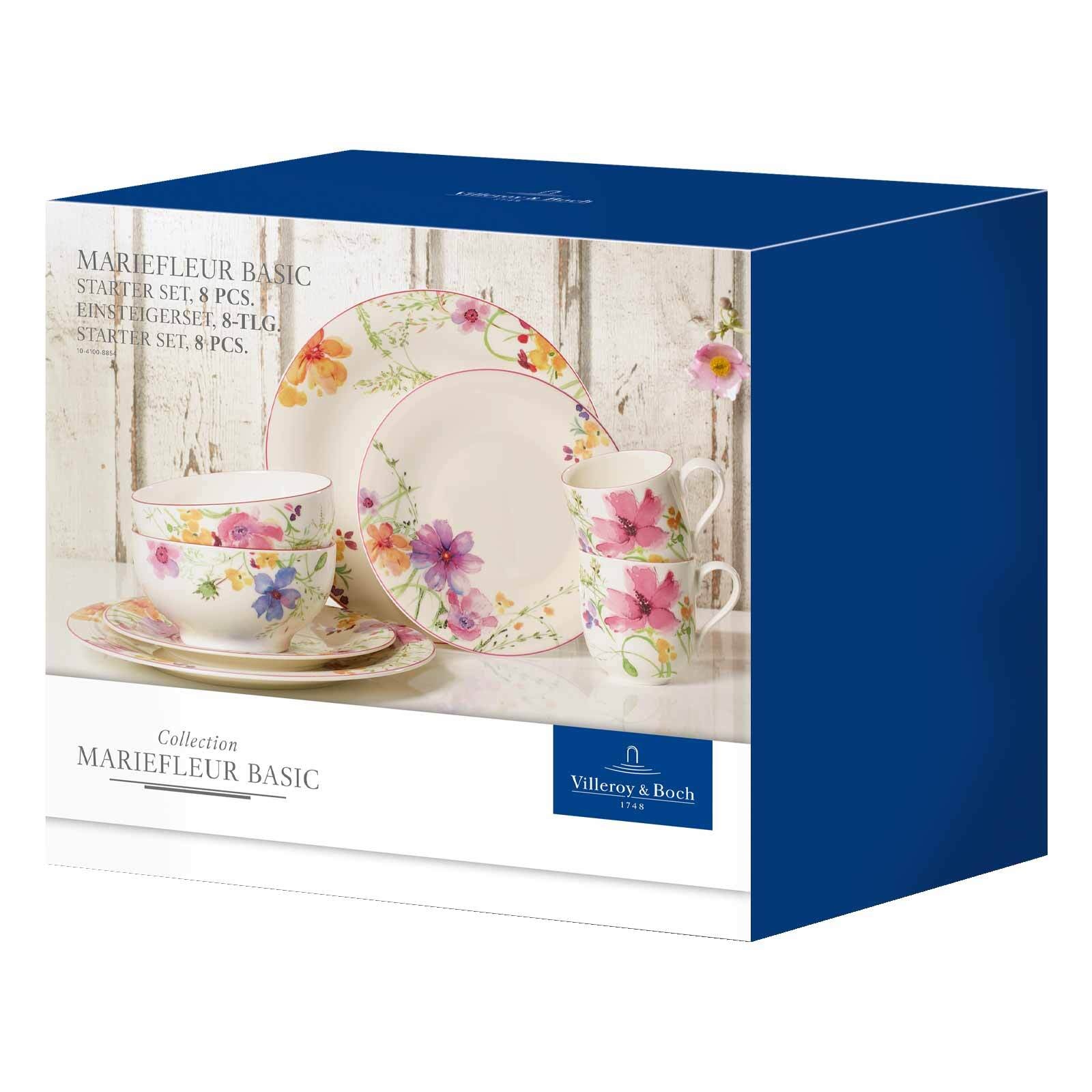 Villeroy & Boch Geschirr-Set »Starter-Set Mariefleur Basic 8er Set bunt« Spülmaschinengeeignet, Mikrowellenfest