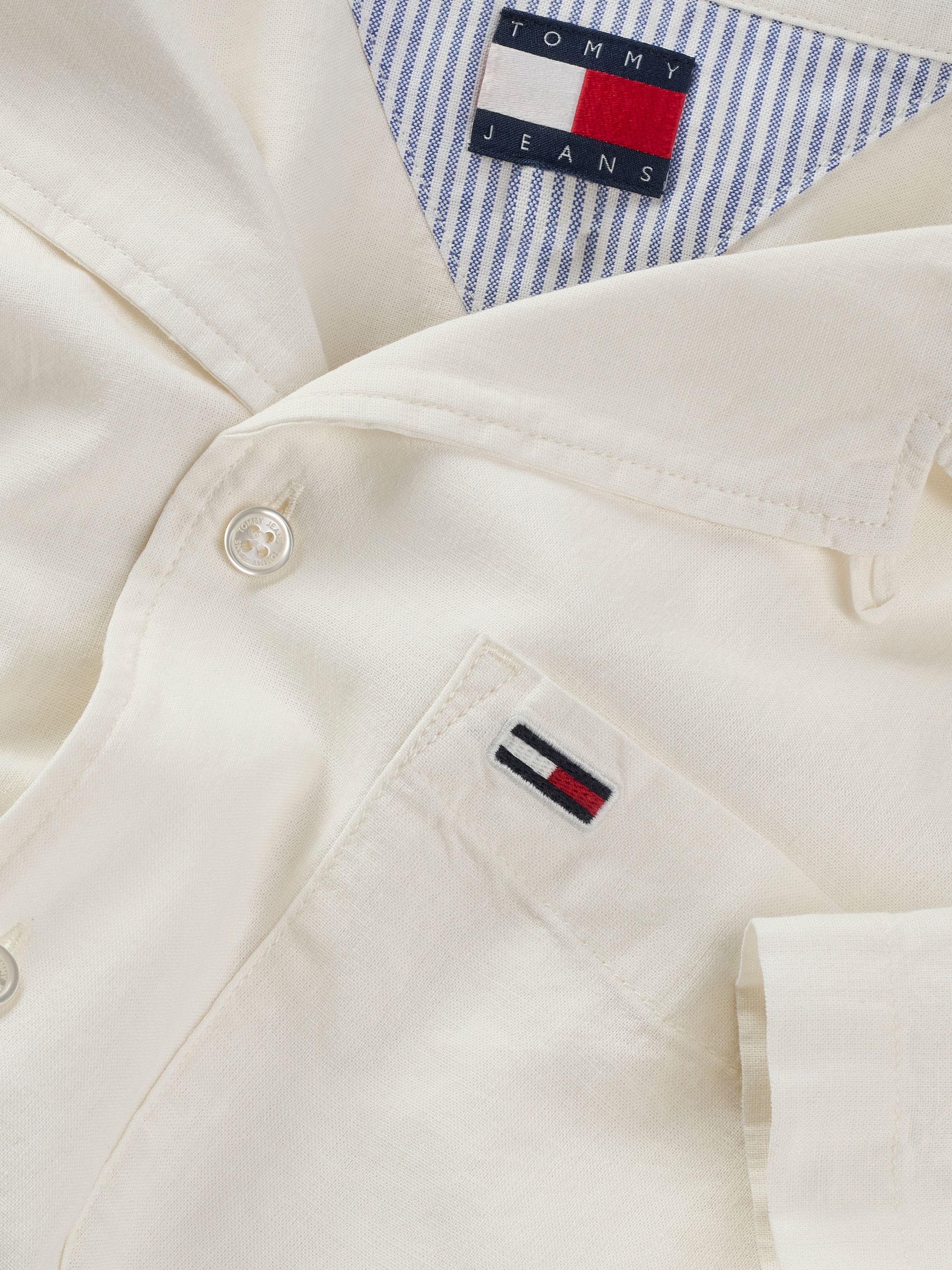 Tommy Jeans Kurzarmhemd »TJM LINEN BLEND CAMP SS EXT«, Mit V-Ausschnitt