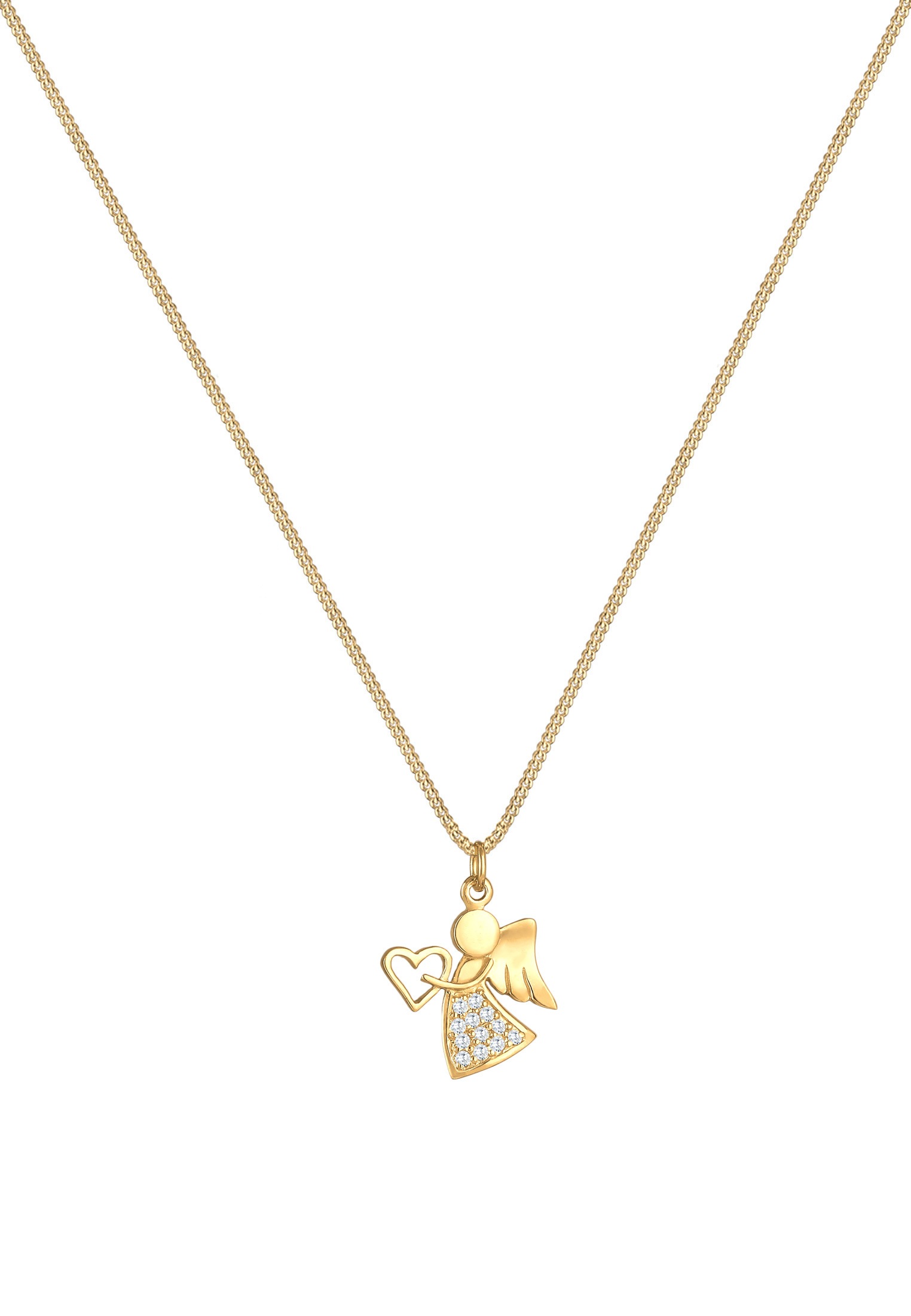Nenalina Silberkette »Halskette Engel Herz Zirkonia Talisman Symbol 925 Silber«