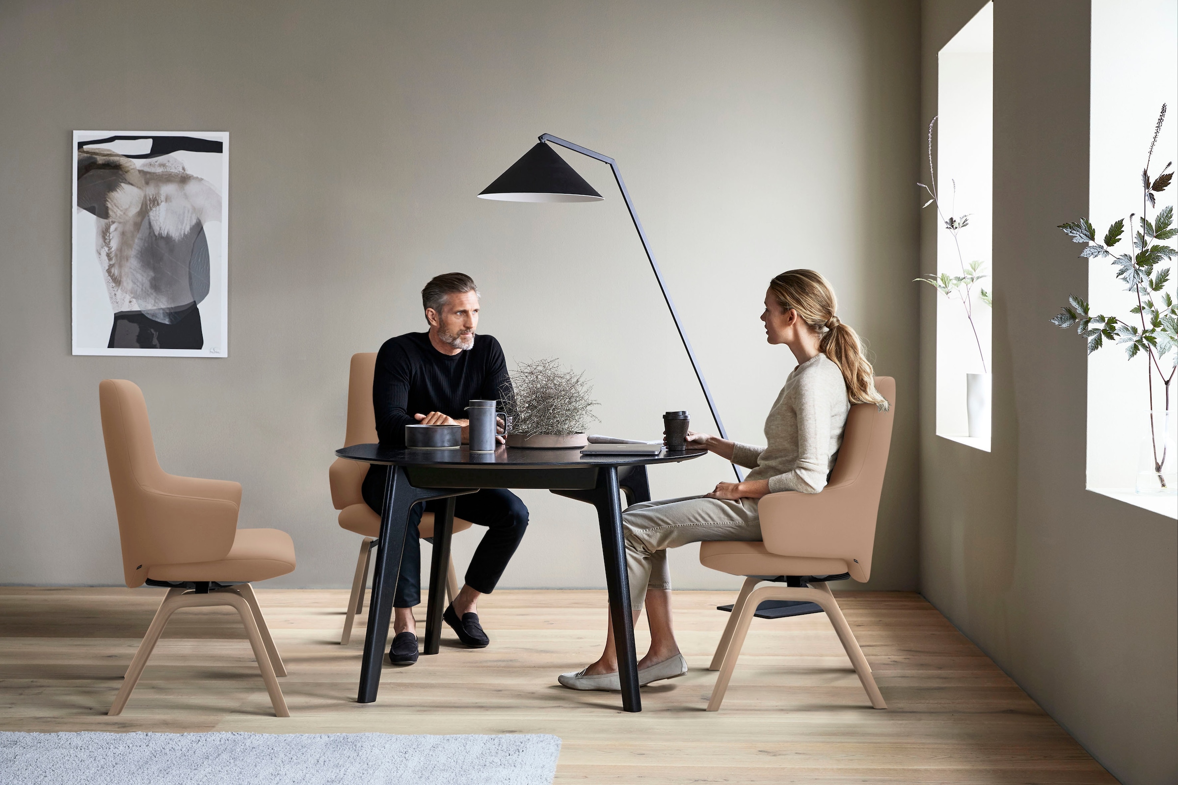 Stressless® Polsterstuhl »Laurel«, Leder PALOMA, High Back mit Armlehne, Größe L, mit schräggestellten Beinen in Eiche