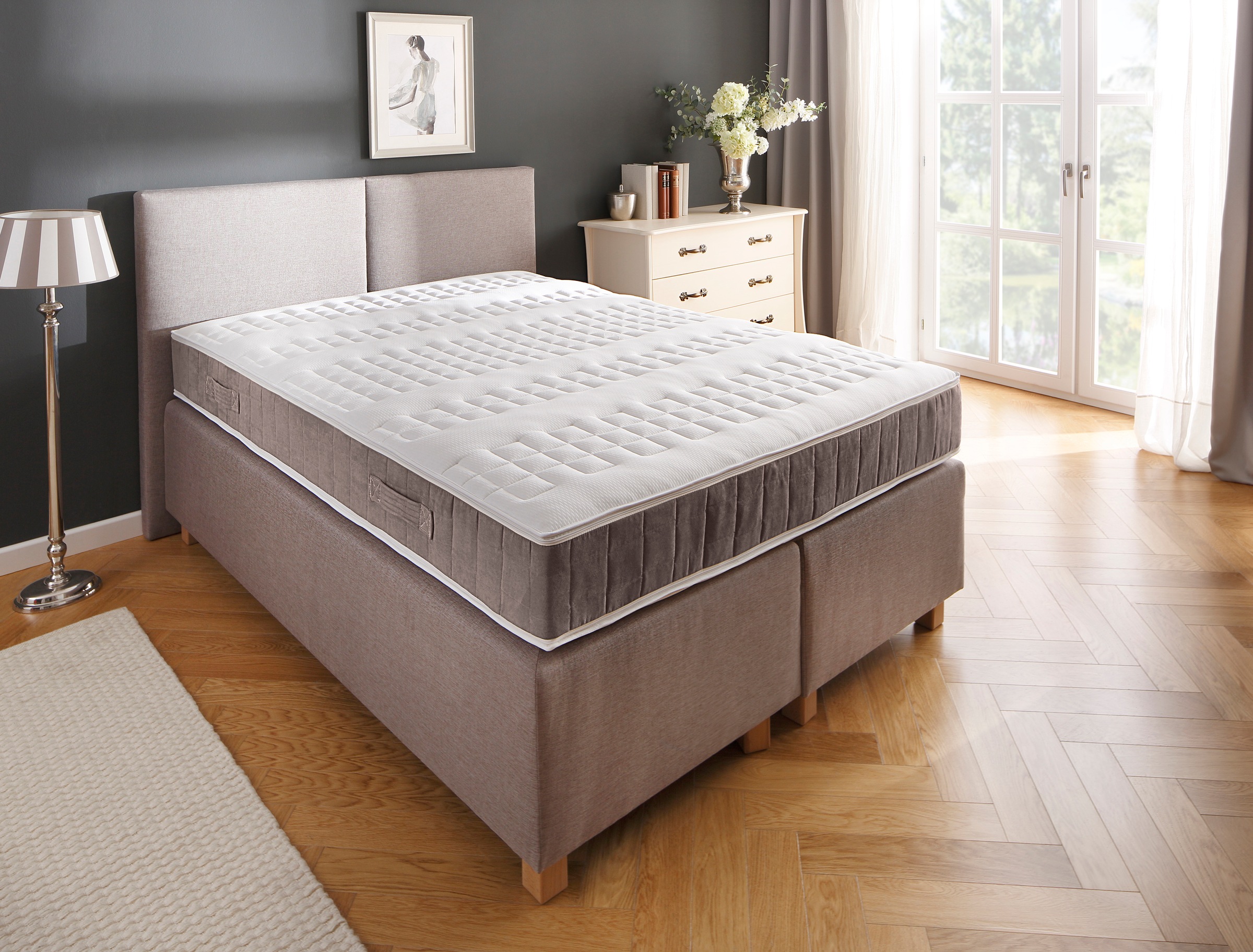 DELAVITA Boxspringmatratze »Luther Braun«, 24 cm cm hoch, Raumgewicht: 50 kg/m³, (1 St.), bietet den perfekten Wohlfühlkomfort