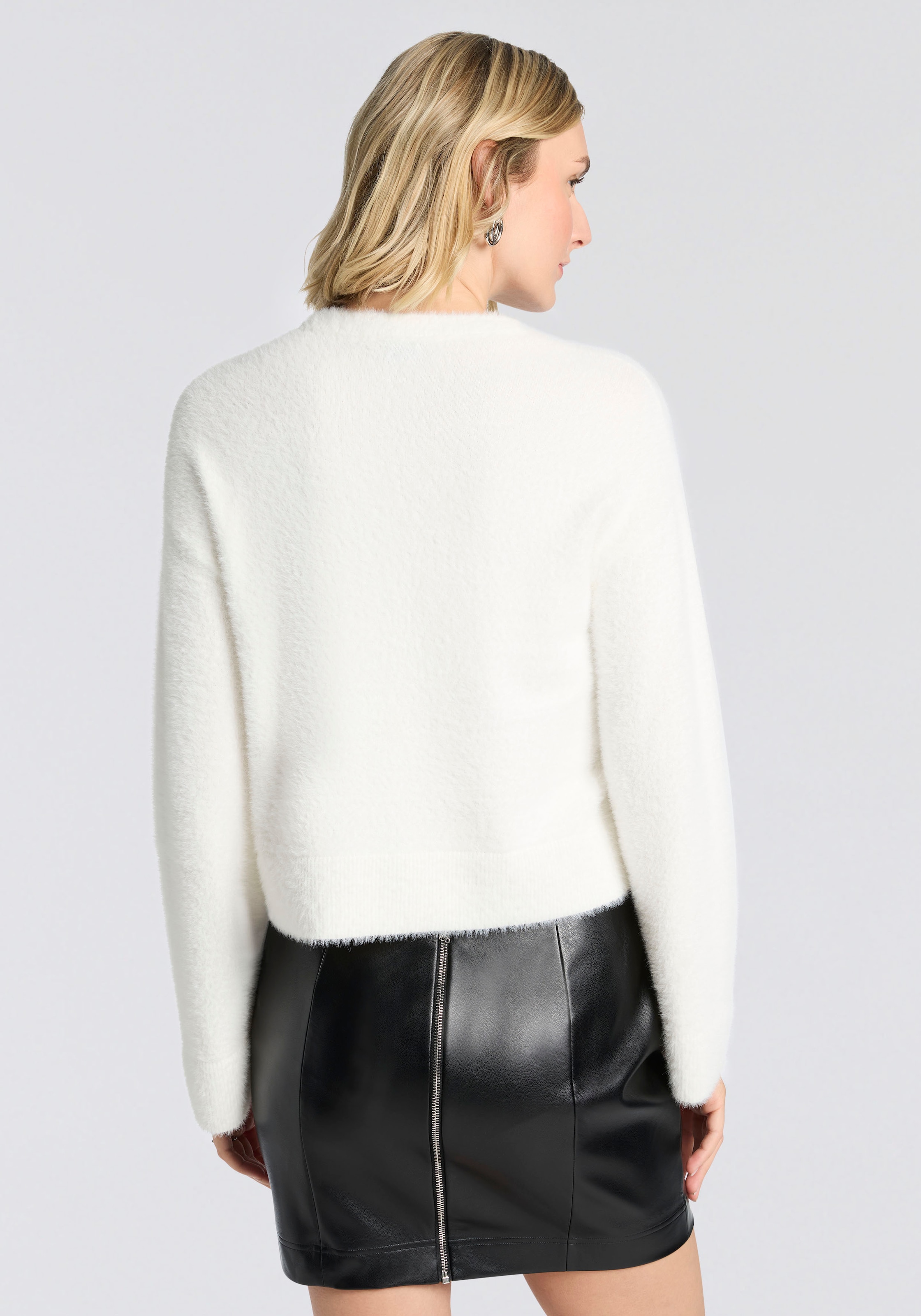 HUGO Blue Strickpullover »Sfurryna«, Oversize, Crew Neck