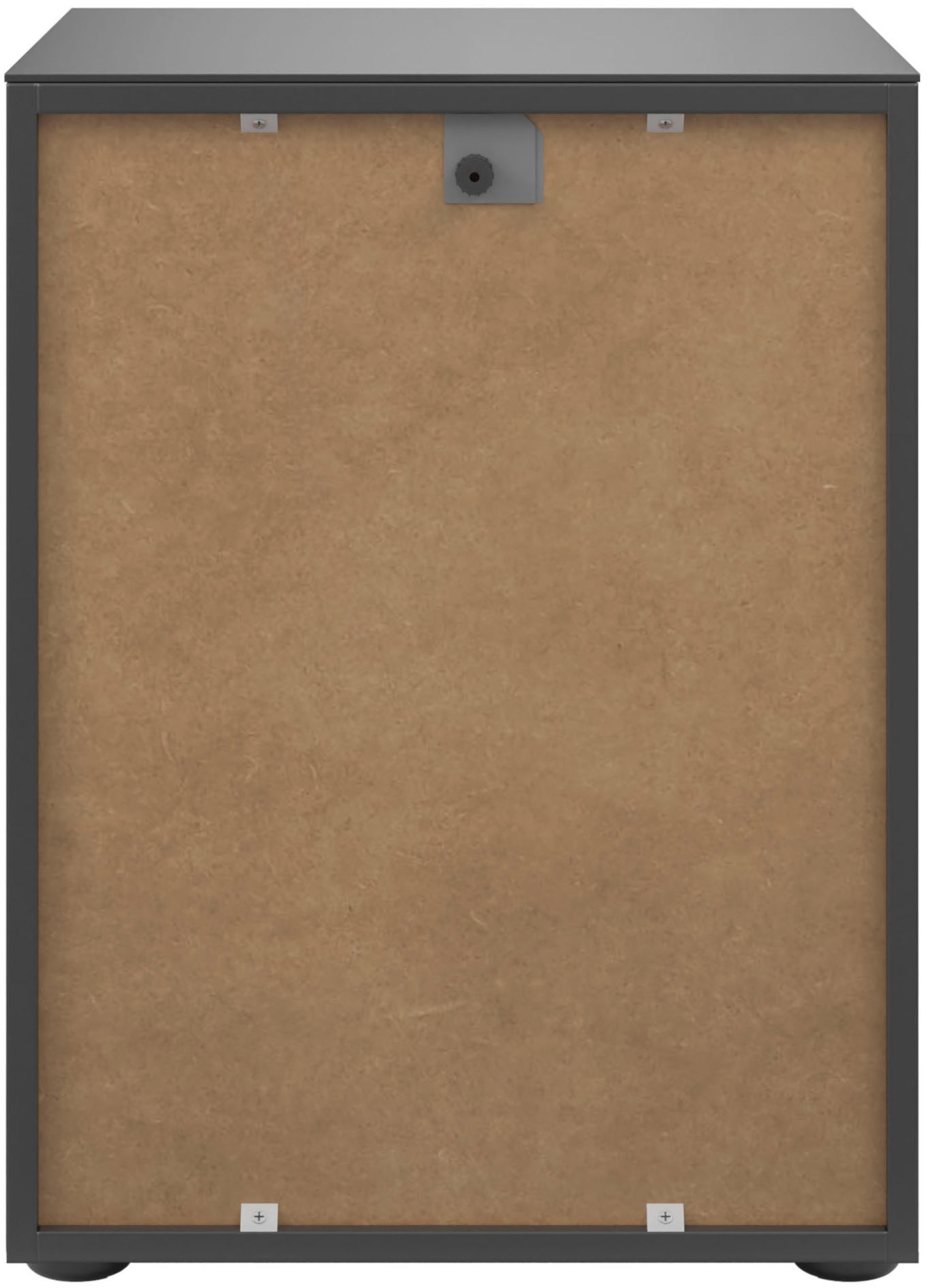 Manjana Möbel Nachtkommode »mit Chrom oder Schwarz matten Metallgriffen« mit Glasfronten, melaminbeschichtete Oberfläche, mit Vollauszug