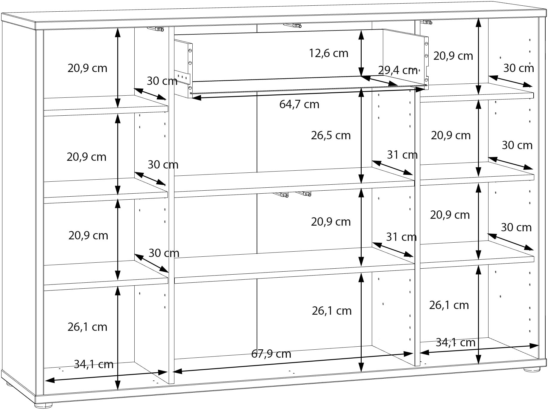FORTE Schuhschrank »Alice Springs« B/H/T 143,9/99,1/34,9 cm Push to open, 28  Paar Schuhe