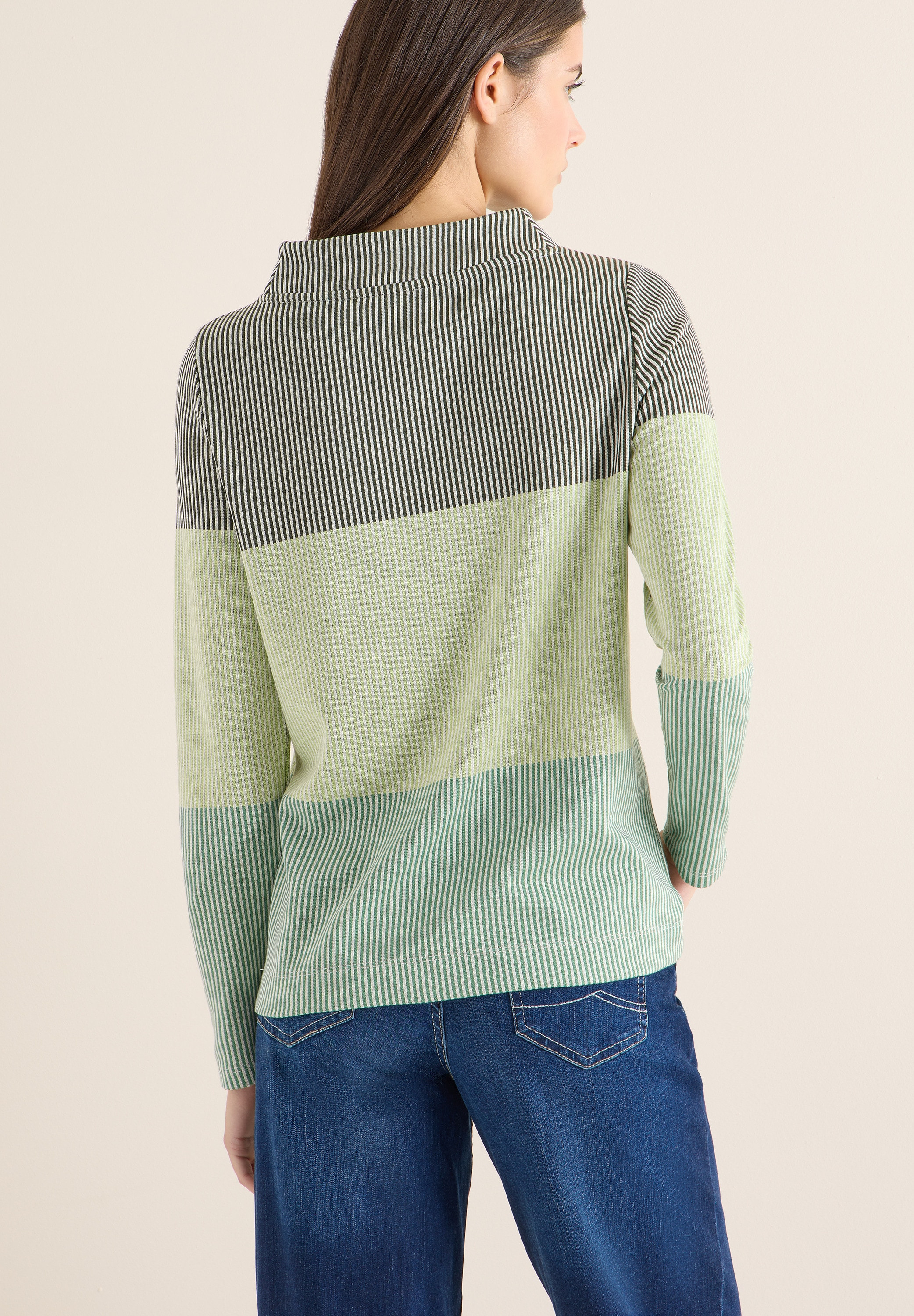 Cecil Jacquardpullover im Colorblocking-Look
