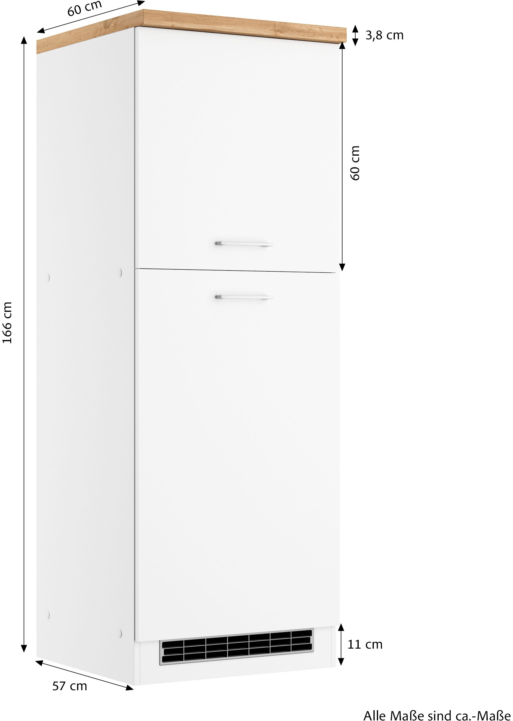 KOCHSTATION Kühlumbauschrank »KS-Milan«, HELD Möbel, Kühlschrankumbau 60 cm, matte oder hochglänzende Fronten
