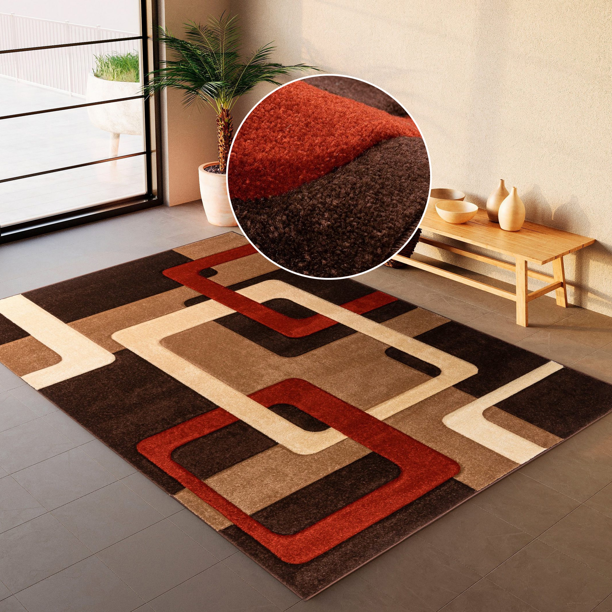 OTTO home Teppich »Maxim« rechteckig 13 mm Höhe Hoch-Tief-Effekt, Kurzflor, 3D-Design, Kundenliebling