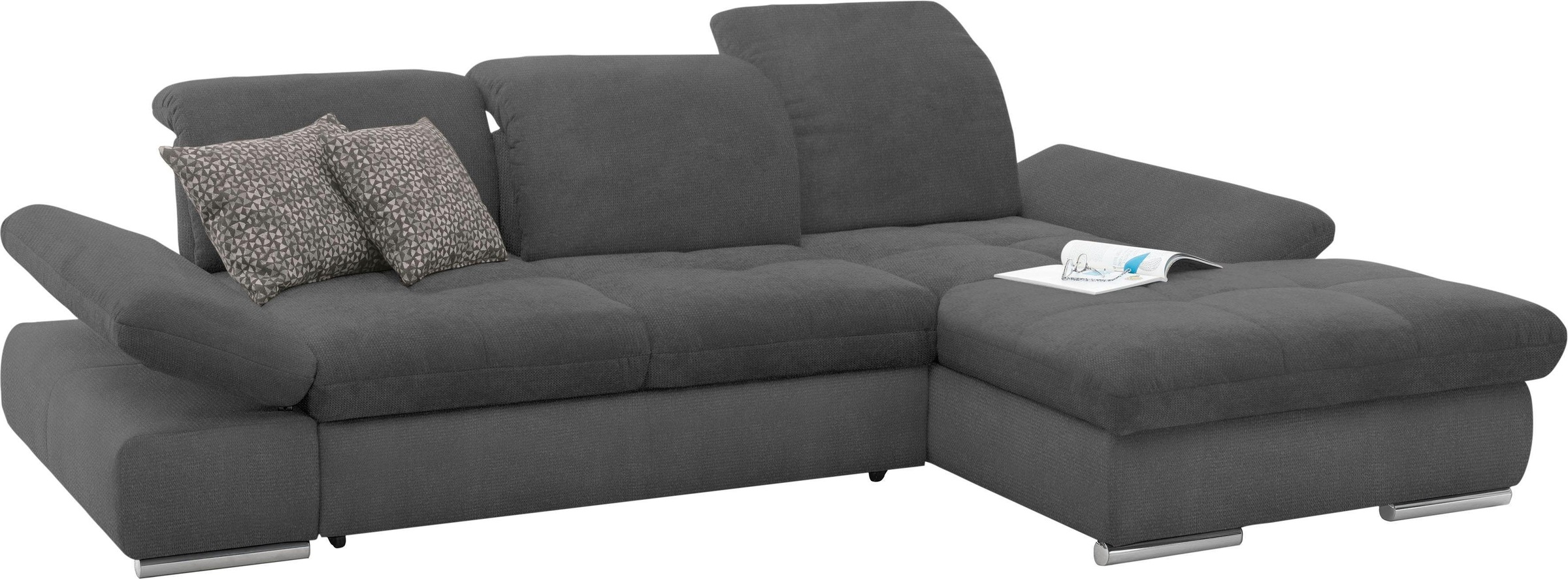 set one by Musterring Ecksofa »SO4100 V«, mit verstellbaren Kopfteilen, wahlweise mit Funktionen, Cord-Bezug