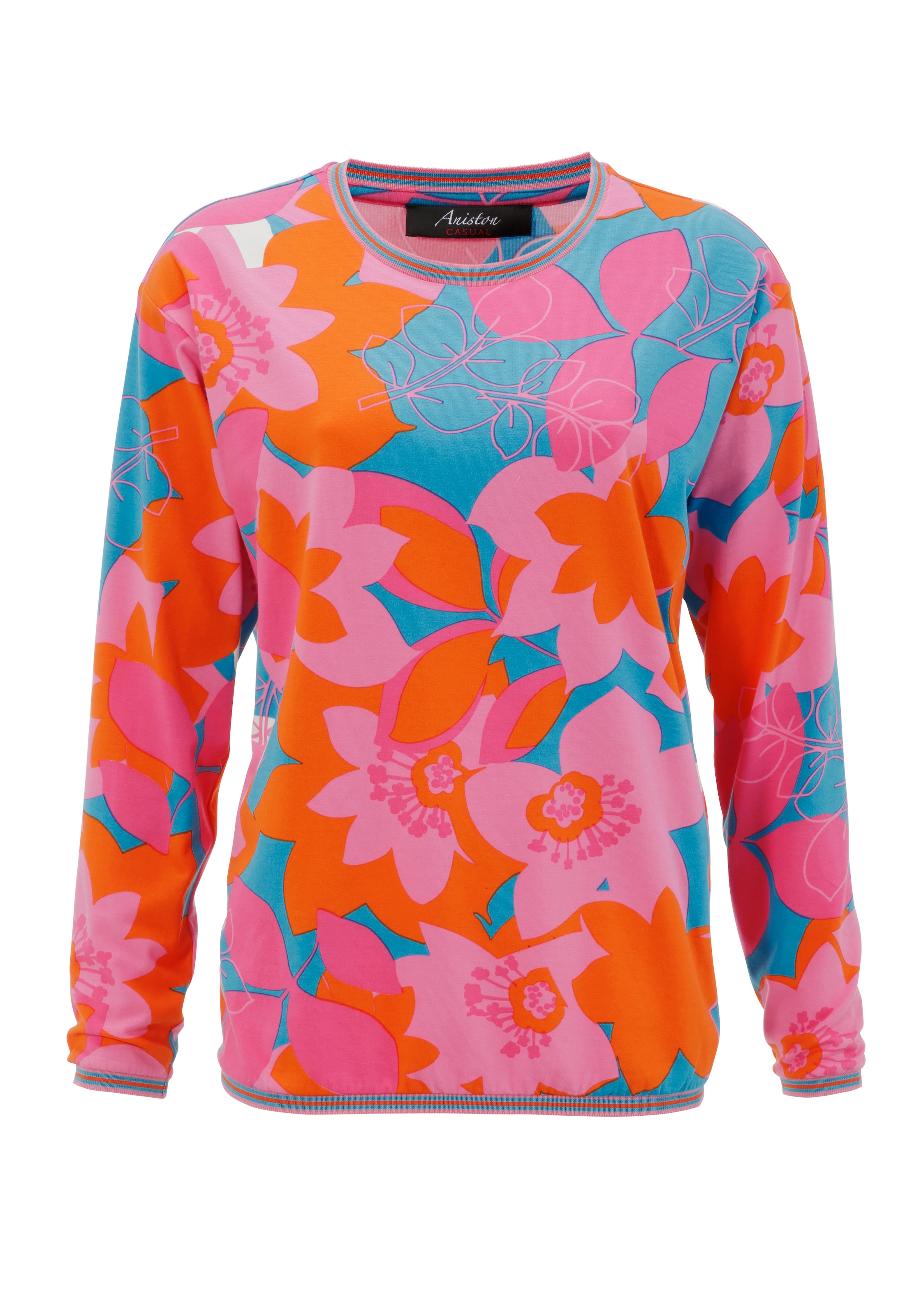 Aniston CASUAL Sweatshirt, mit Blumendruck OTTO Online großflächigem, im Shop farbenfrohen