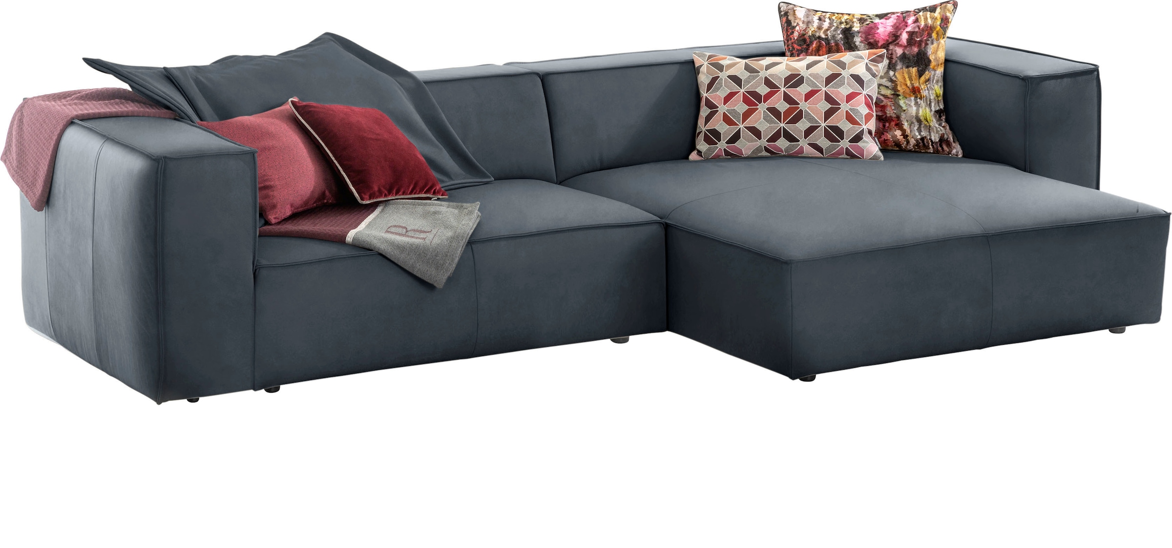 W.SCHILLIG Ecksofa »around-the-block«, (Spar-Set), inklusive Hocker, mit eleganter Biese, mit Federkern