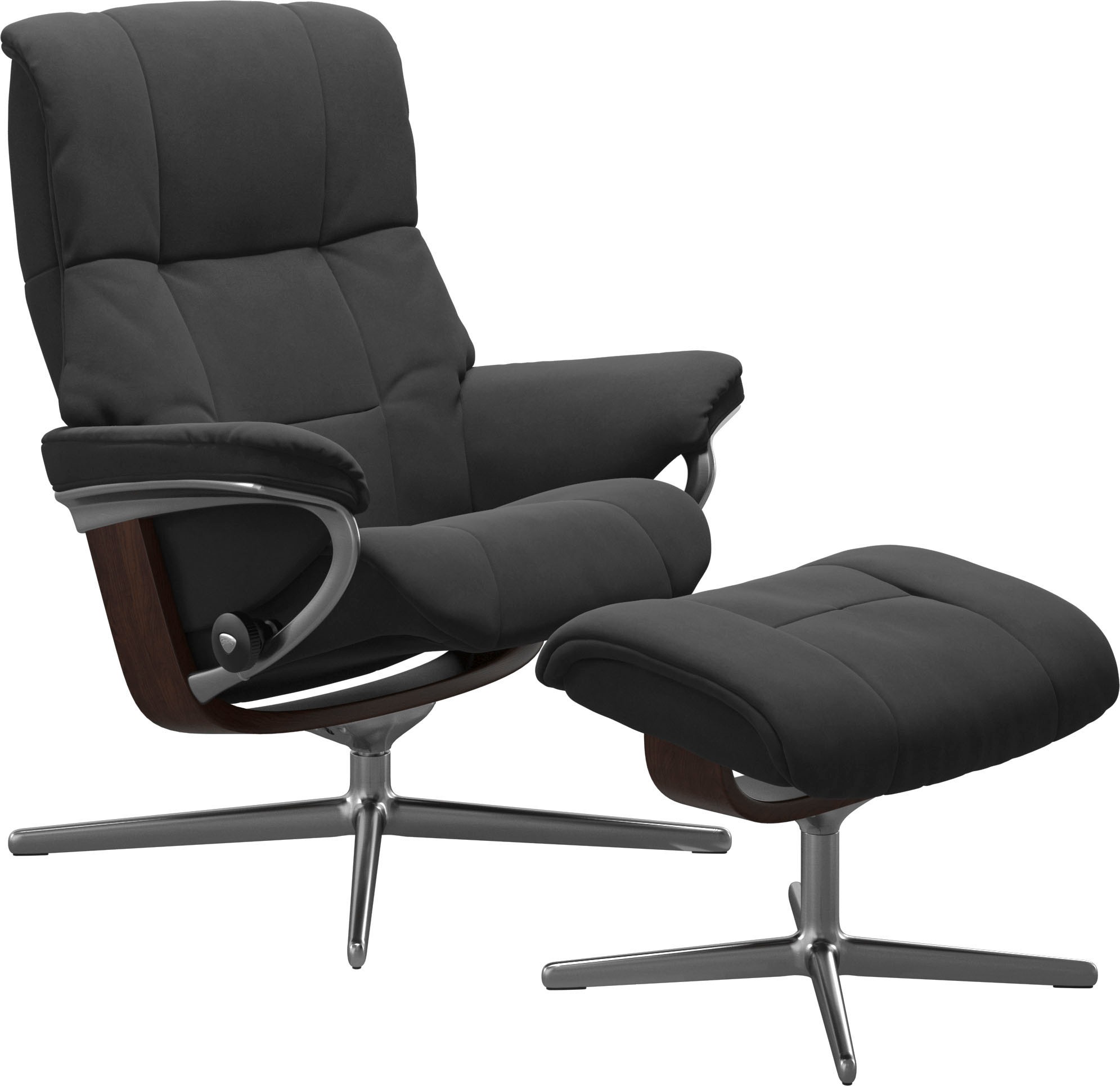 Stressless® Relaxsessel »Mayfair« Set, Relaxsessel mit Hocker,  mit Hocker, mit Cross Base, Größe S, M & L, Holzakzent Braun