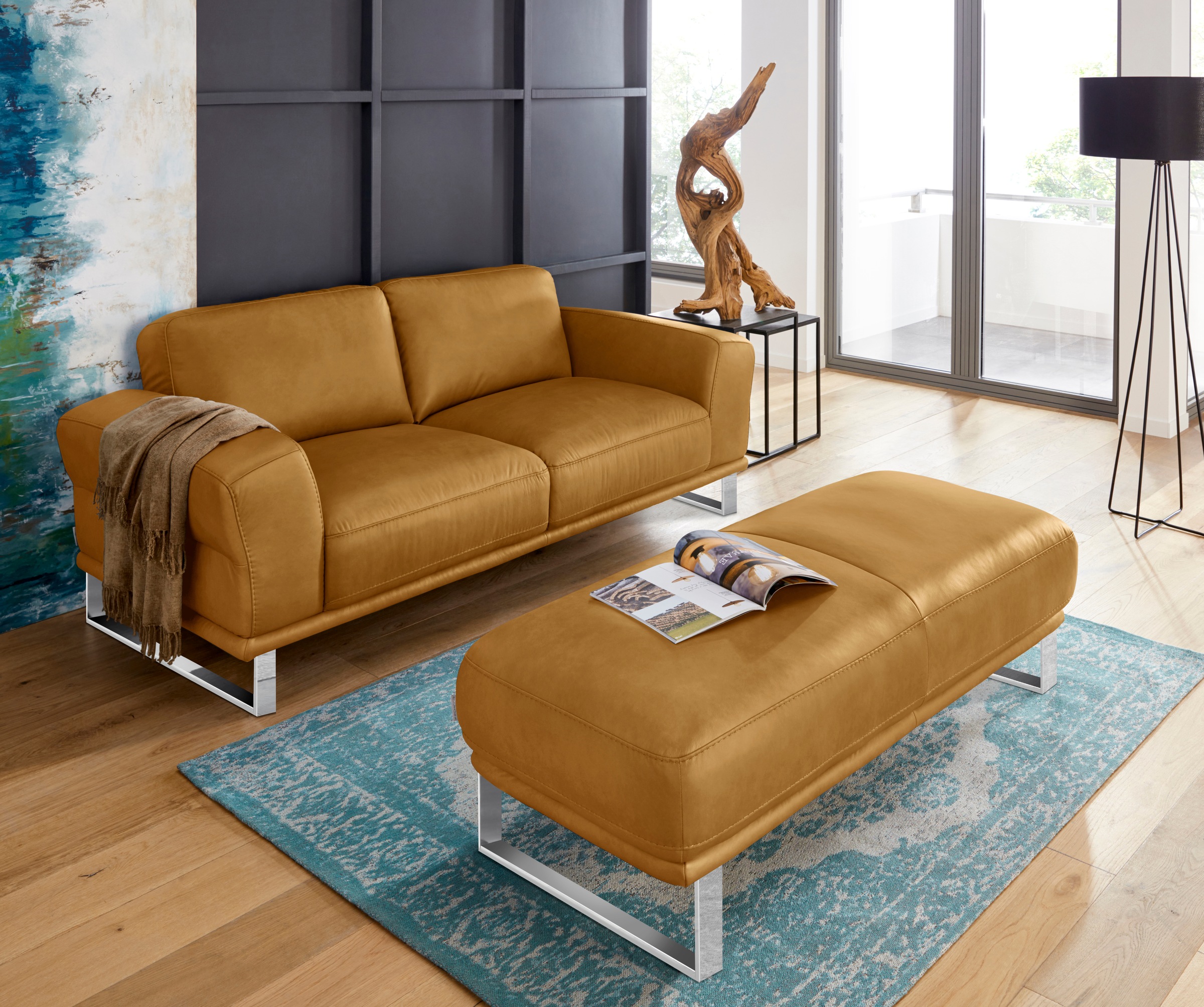 W.SCHILLIG Hocker »montanaa«, mit Metallkufen in Chrom glänzend, Breite 141 cm