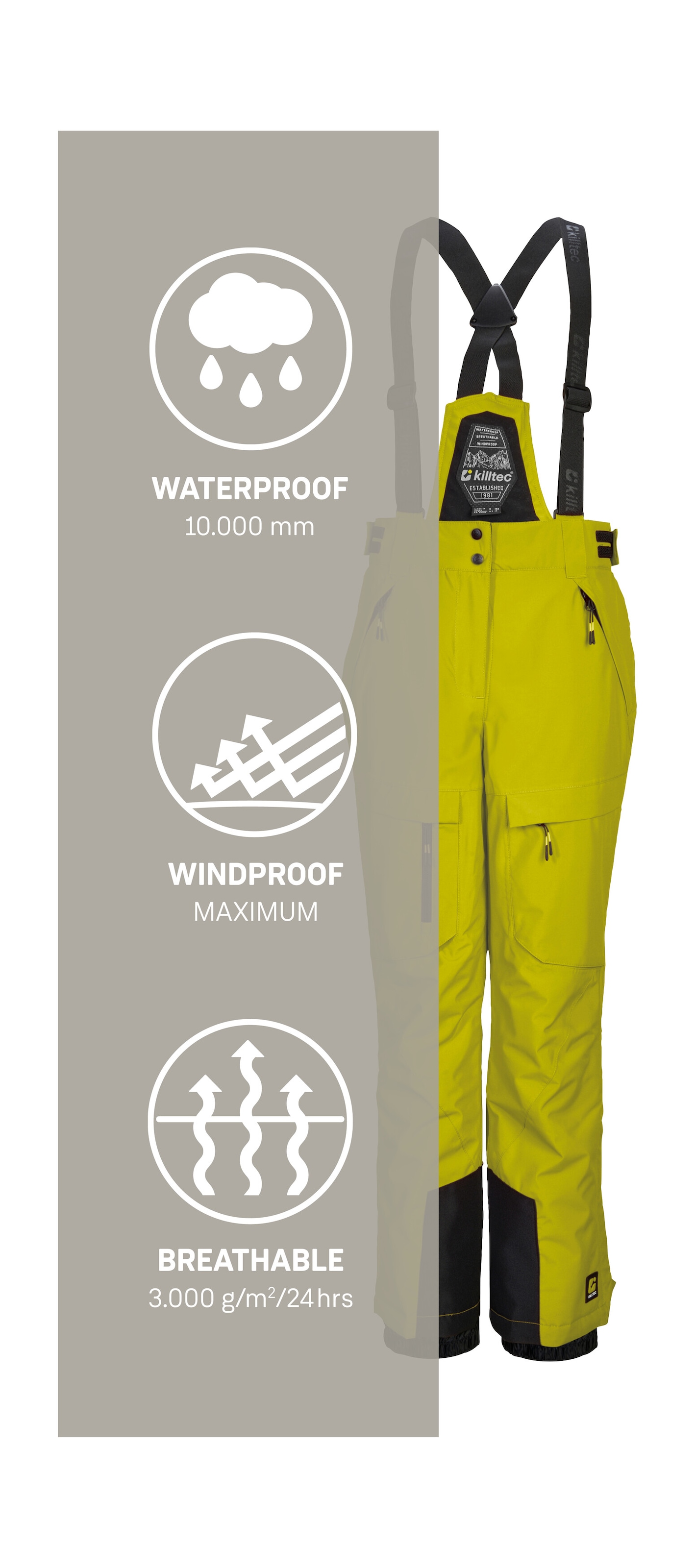 Killtec Skihose »KSW 204 BYS SKI PNTS«  Wasserdichte, atmungsaktive Skihose mit verstellbarem Latz und Trägern