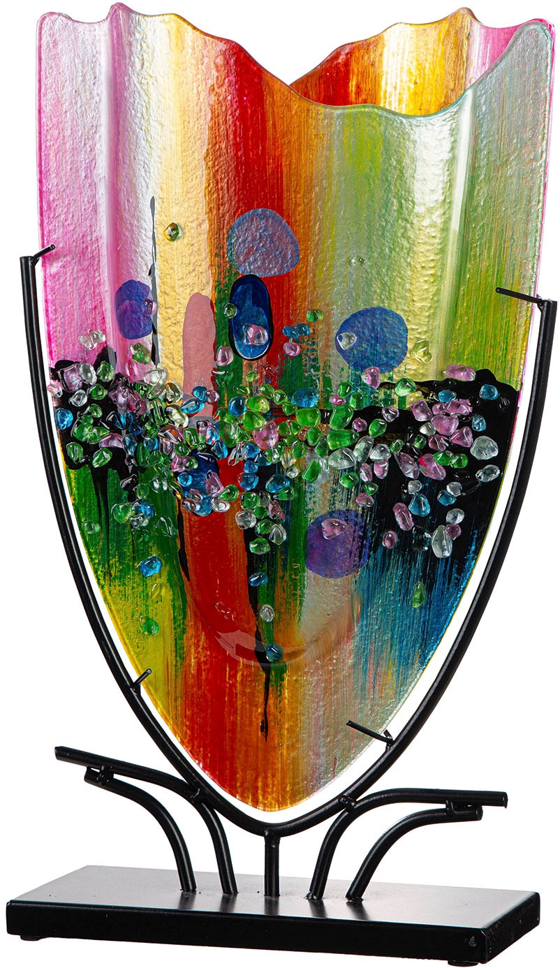 GILDE Dekovase »Bodenvase oval Manto blau; pink H. 49 cm«