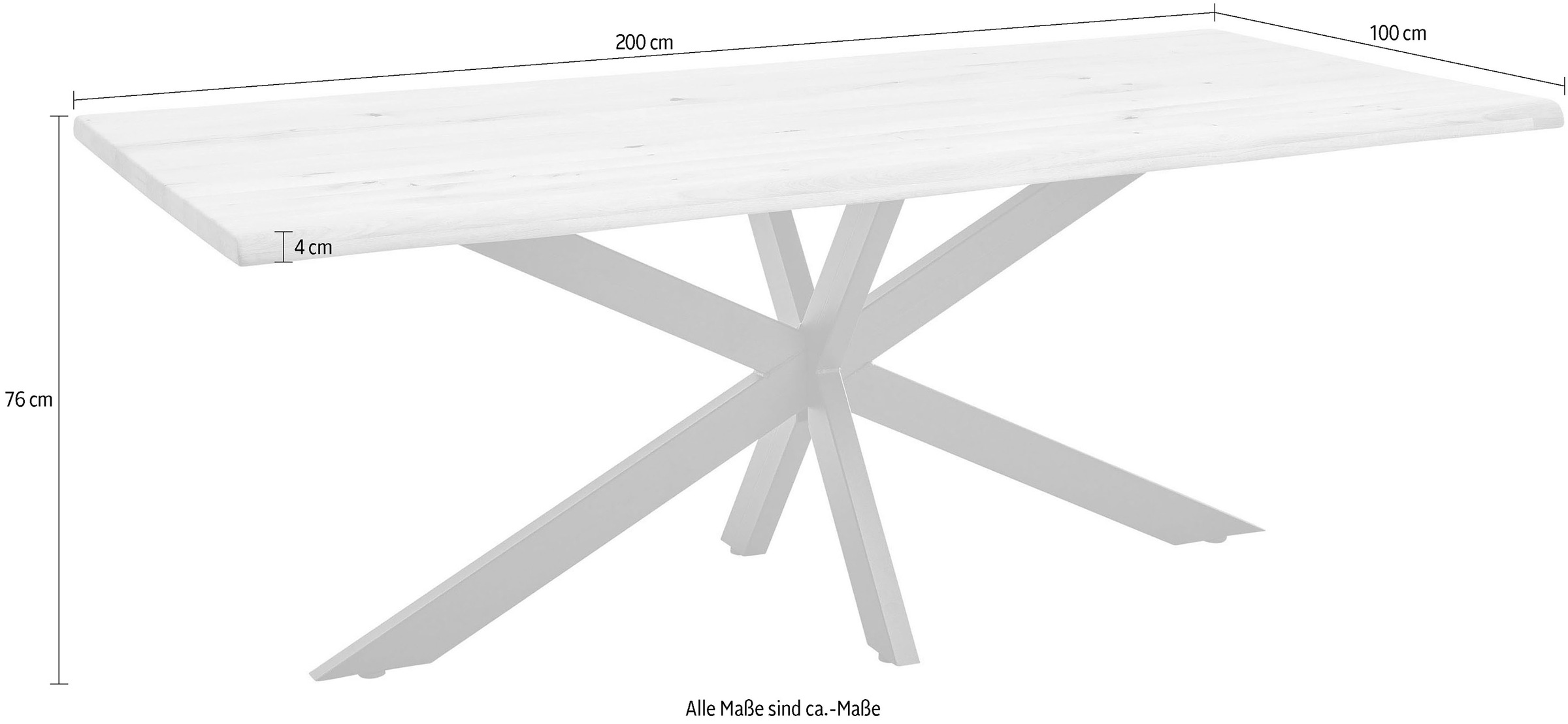 HBZ Esstisch »TOM, TOPSELLER!«, (Tisch, Esstisch), 200 cm breit Eiche Massivholz mit Baumkante