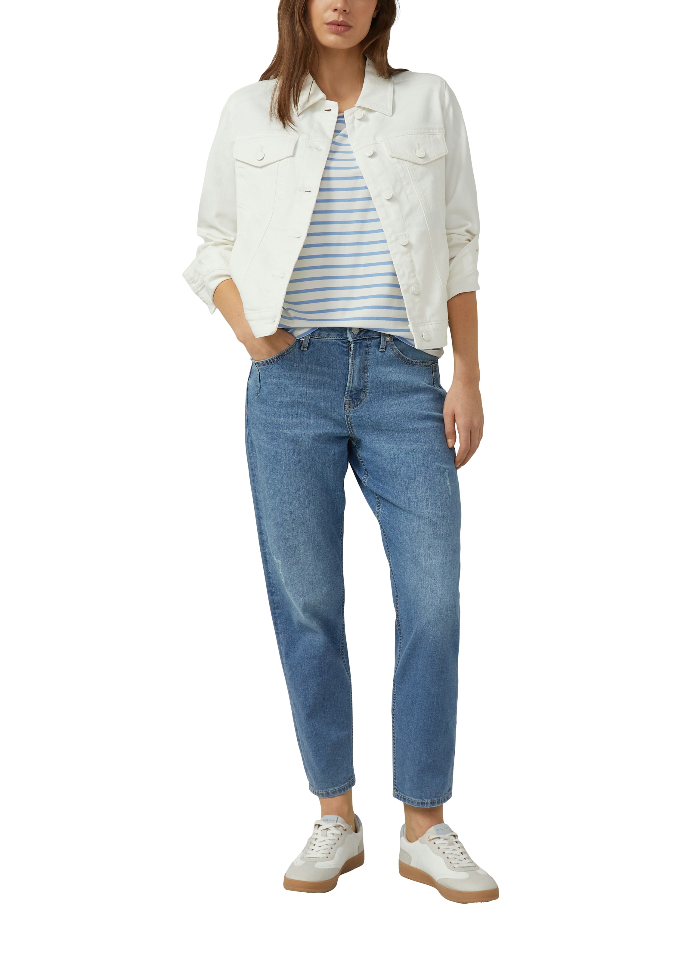 s.Oliver Jeansjacke ohne Kapuze mit weißen Knöpfen