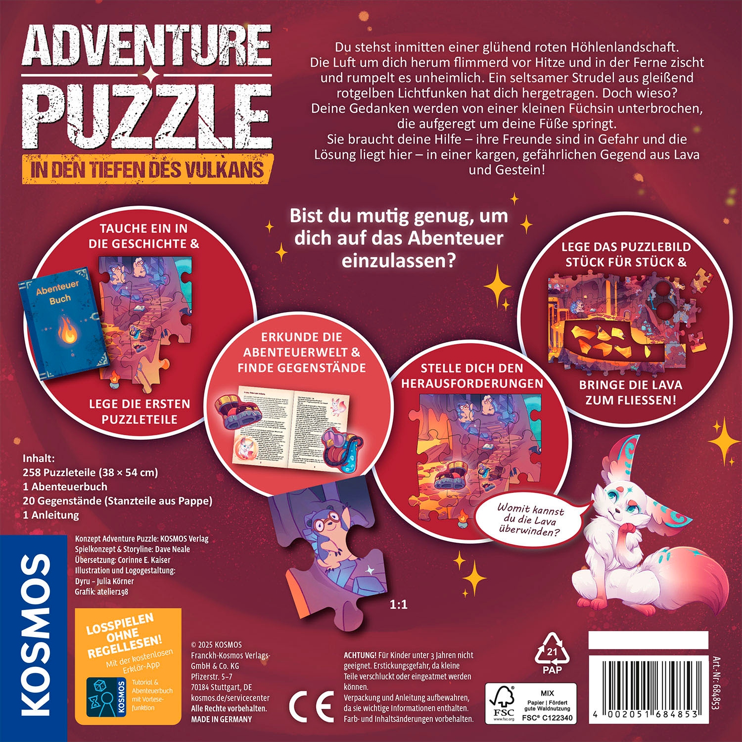 Kosmos Puzzle »Adventure Puzzle In den Tiefen des Vulkans«, Made in Germany