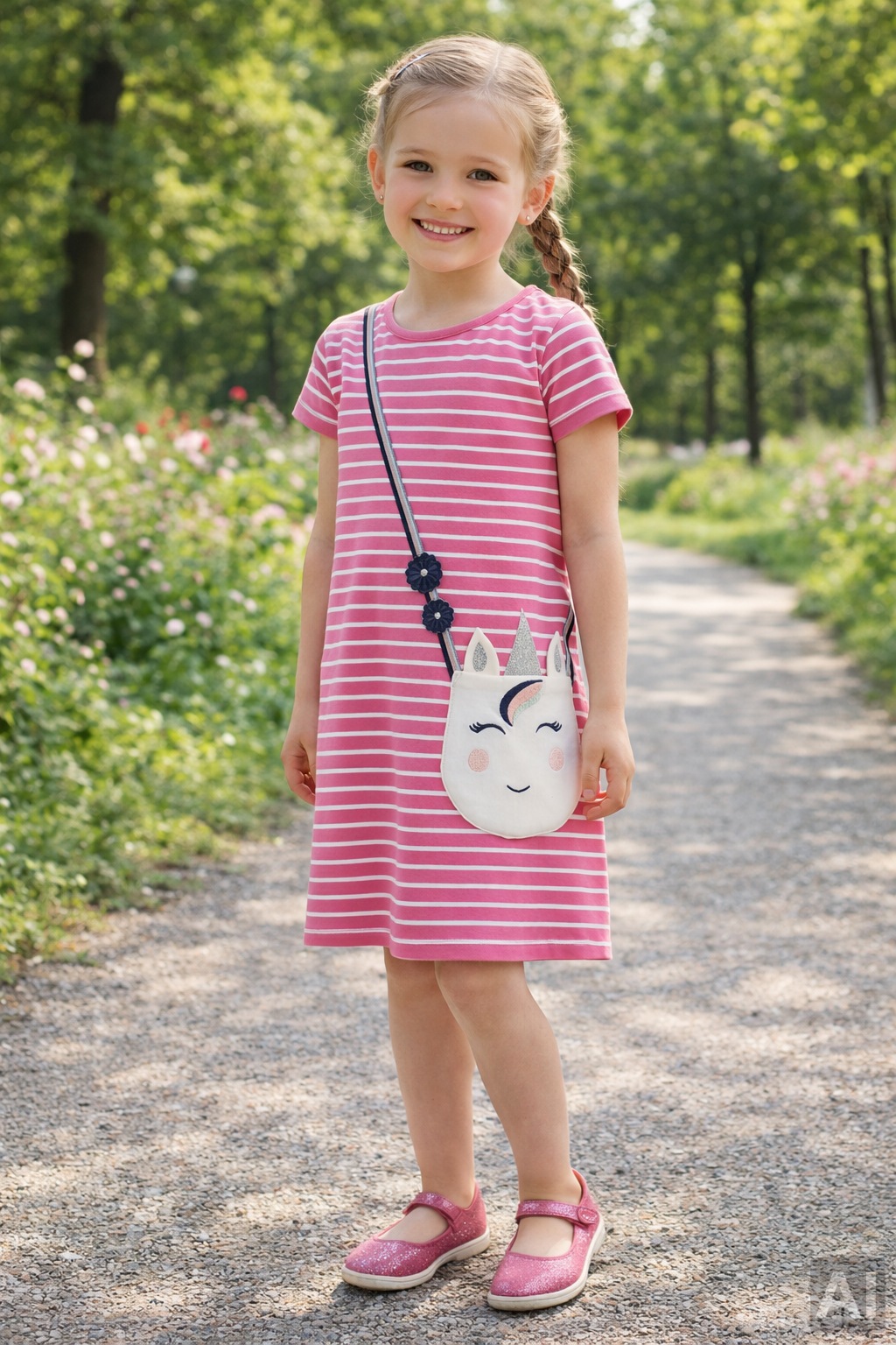 happy girls Jerseykleid aufgesetzte Tasche mit süßem Taschendetail