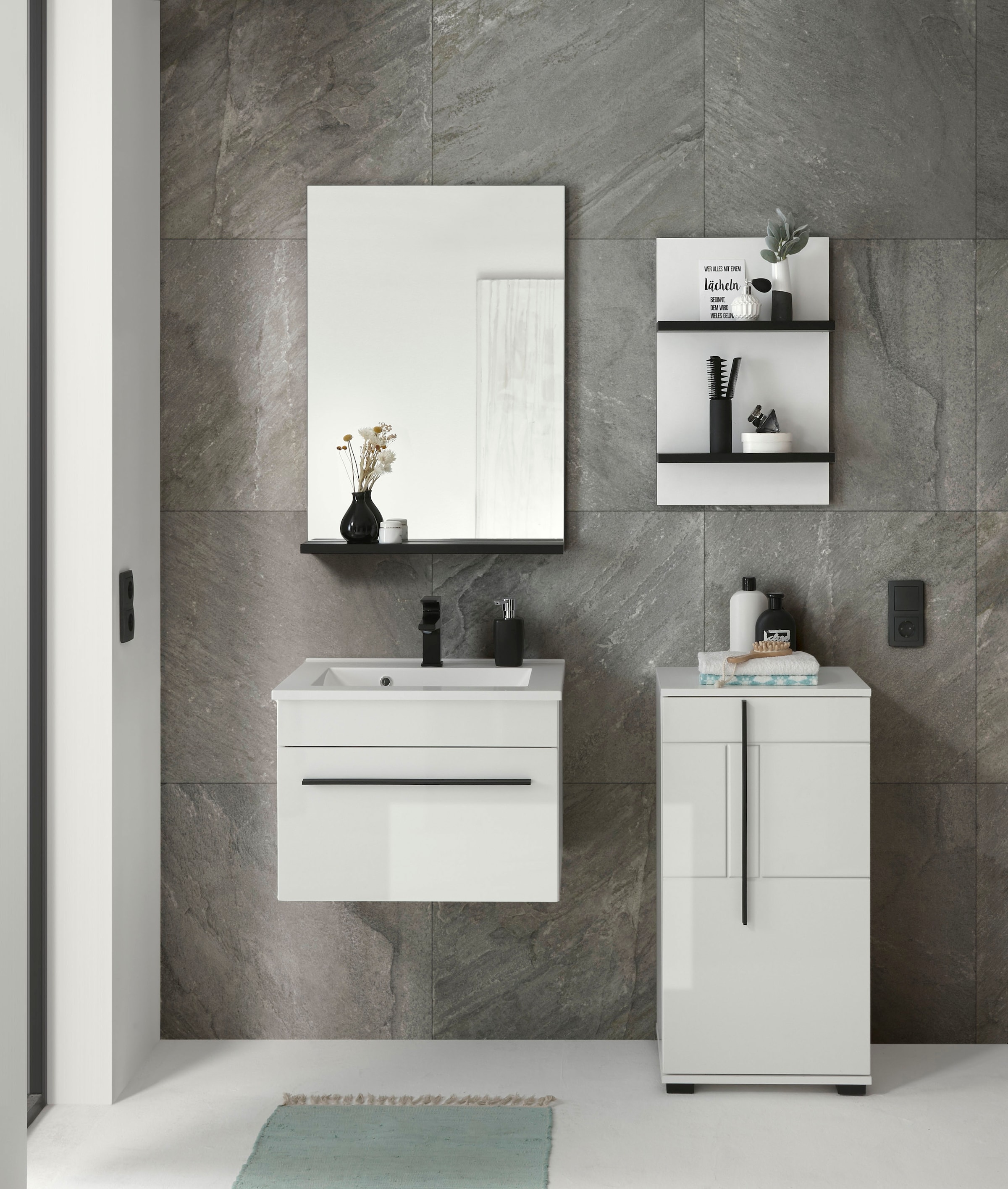 INOSIGN Wandregal »Cantara, Badregal in Hochglanz Weiß, Wandboard im modernen Design«, ausreichend Stauraum