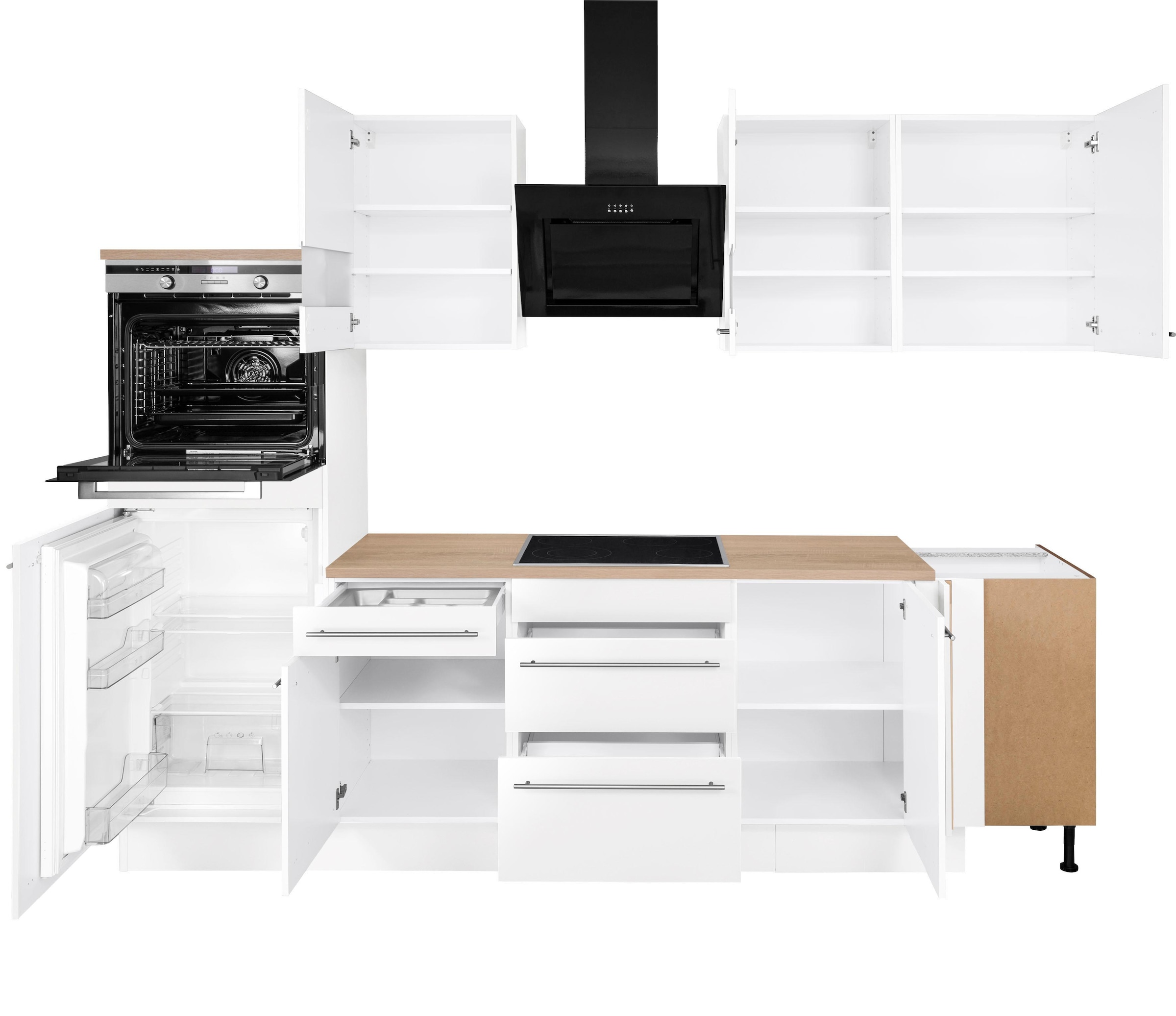 OPTIFIT Winkelküche »Bern mit Hanseatic-E-Geräten«, Stellbreite 285x175 cm, mit Induktionskochfeld, Soft-Close