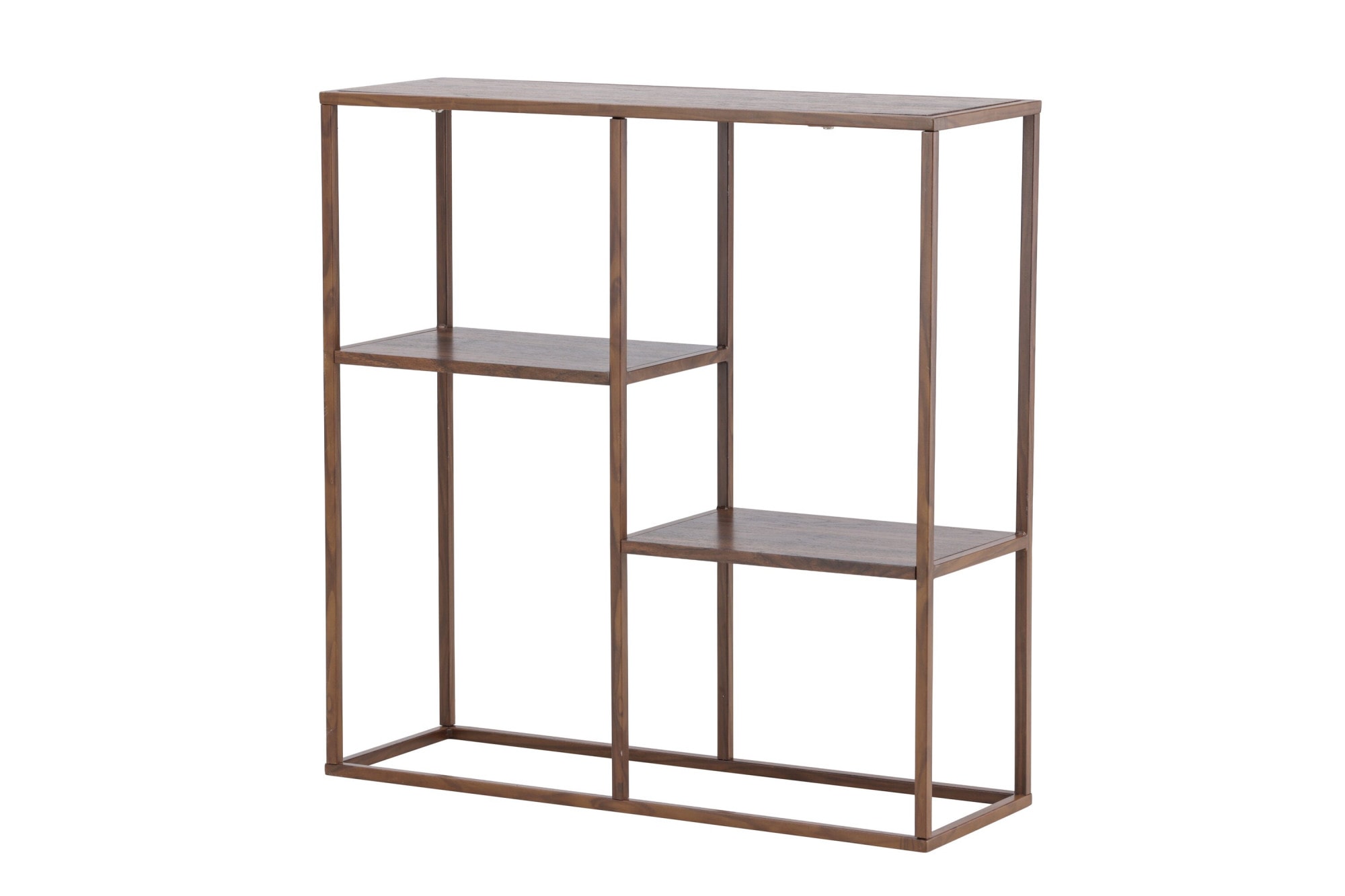 Venture Home Bücherregal »Staal, Bücherregal in warmer Walnussoptik, Stahlrahmen, Höhe 81 cm« Standregal, 3D-Folie, schlank, anspruchsvoll, modern