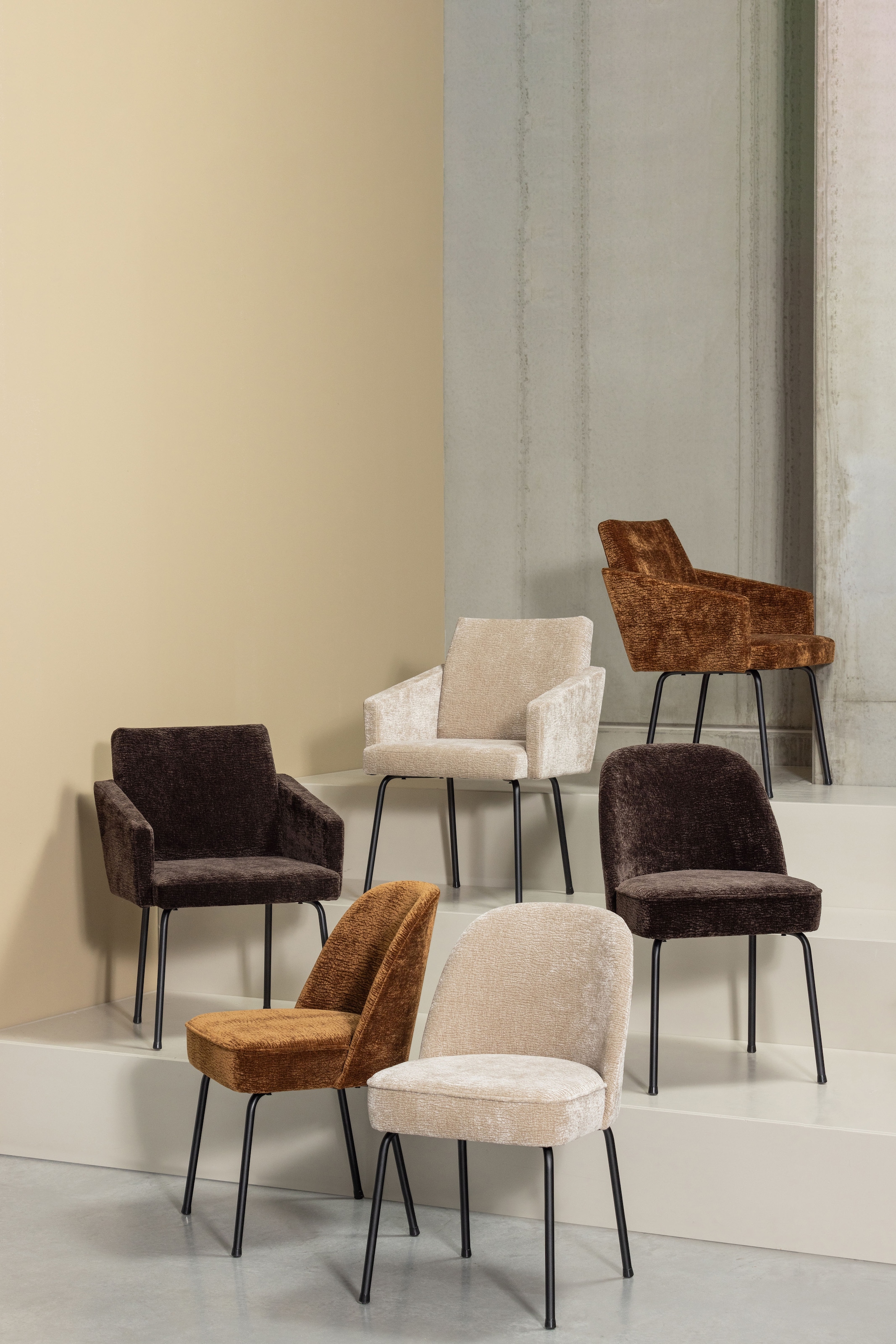 WOOOD Esszimmerstuhl »Mount mit Textur Chenille bezug en Metallgestell B 61 x T 65 x H 82 cm« (Set) 2 Stk.Maximale Verschleißfestigkeit, mit mattem Glanz, Tragkraft 100 kg