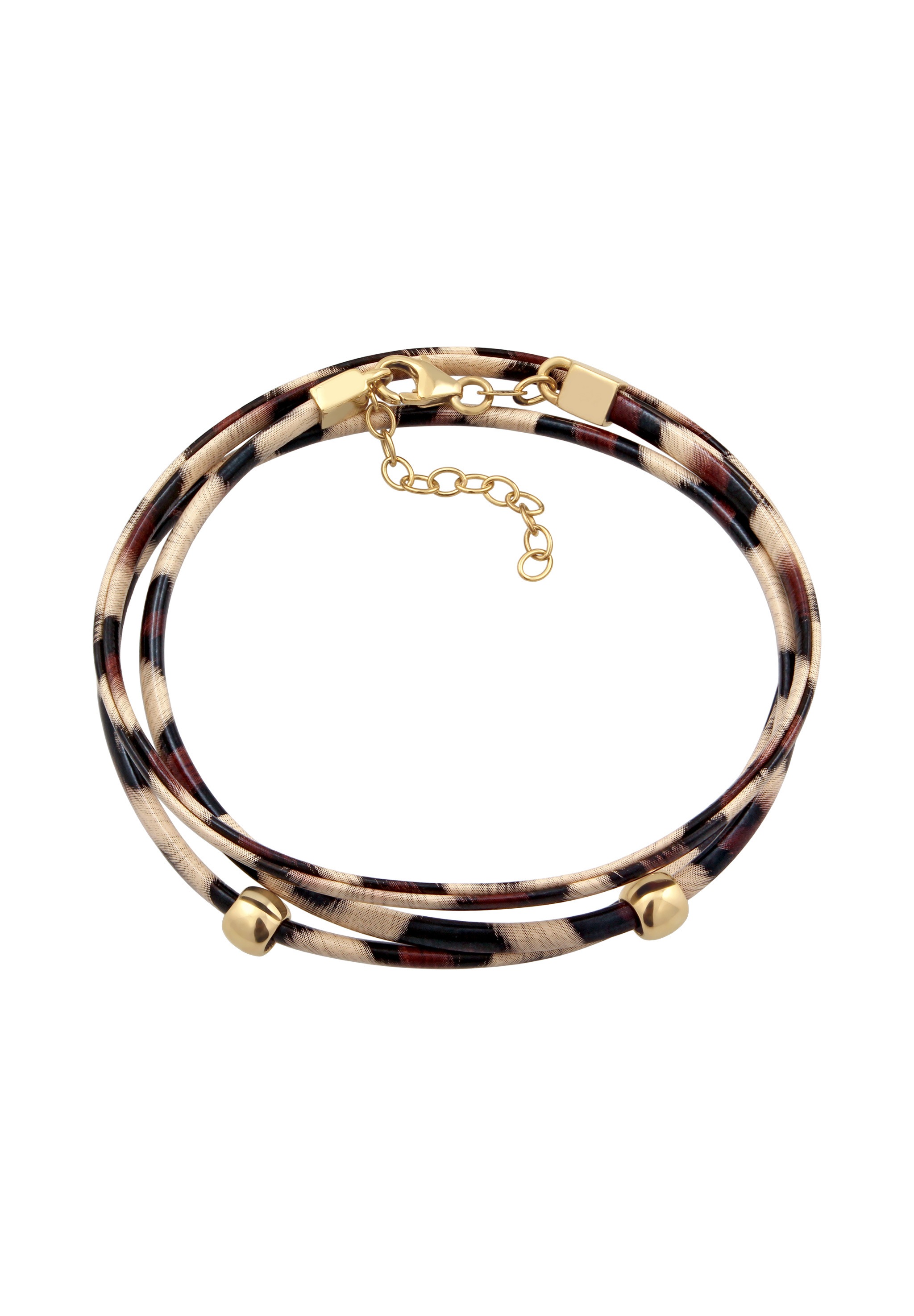 Elli Armkette »Armband Synthetik Leder Leopard 925 Sterling Silber vergoldet«